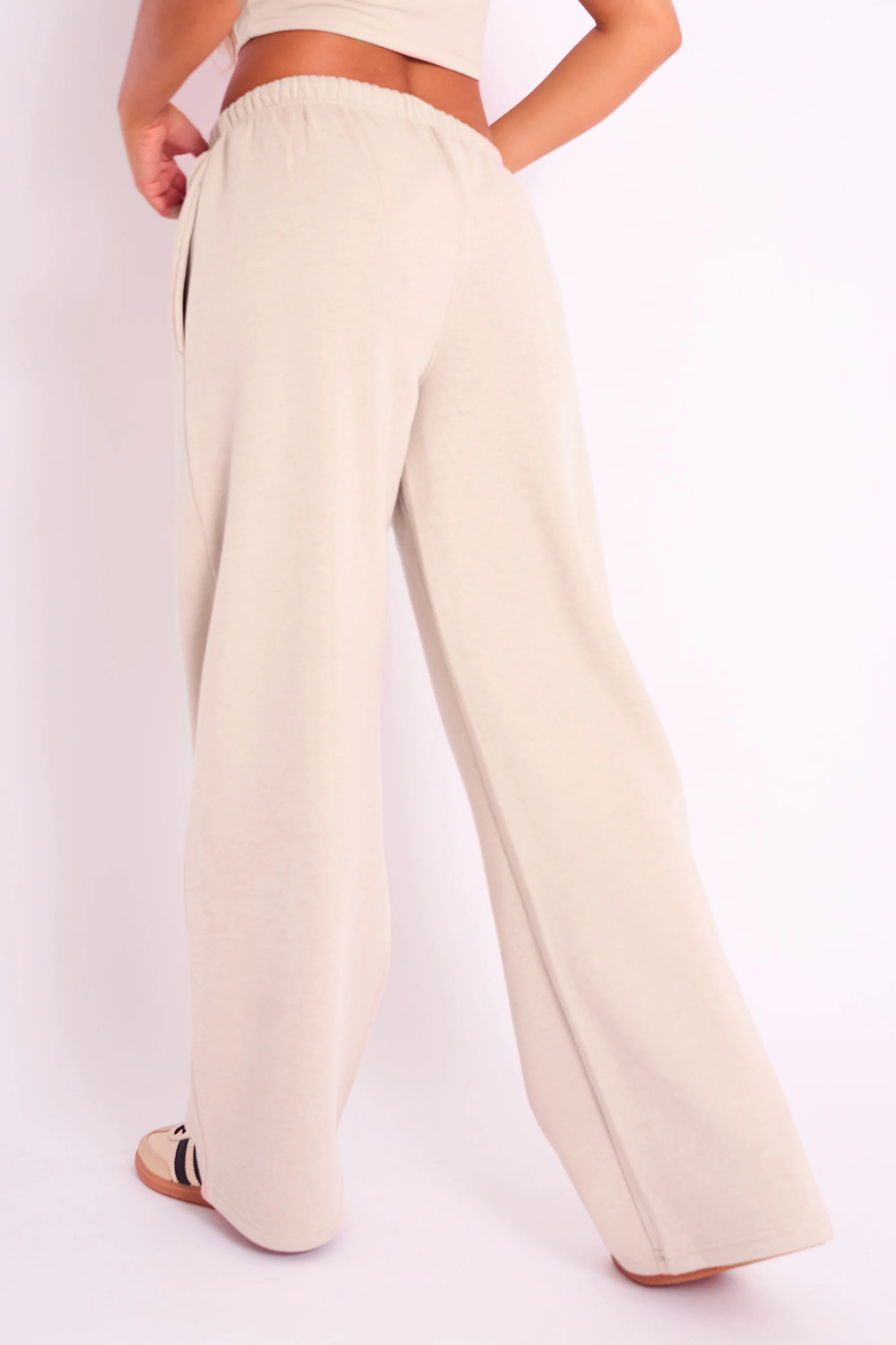 Kaiia Logo Wide Leg Joggers Sand - Image 3