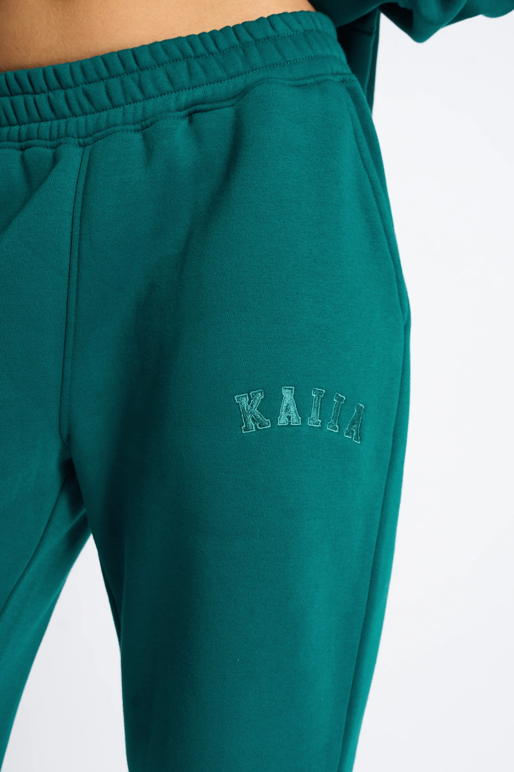 Kaiia Logo Wide Leg Joggers Teal - Image 4