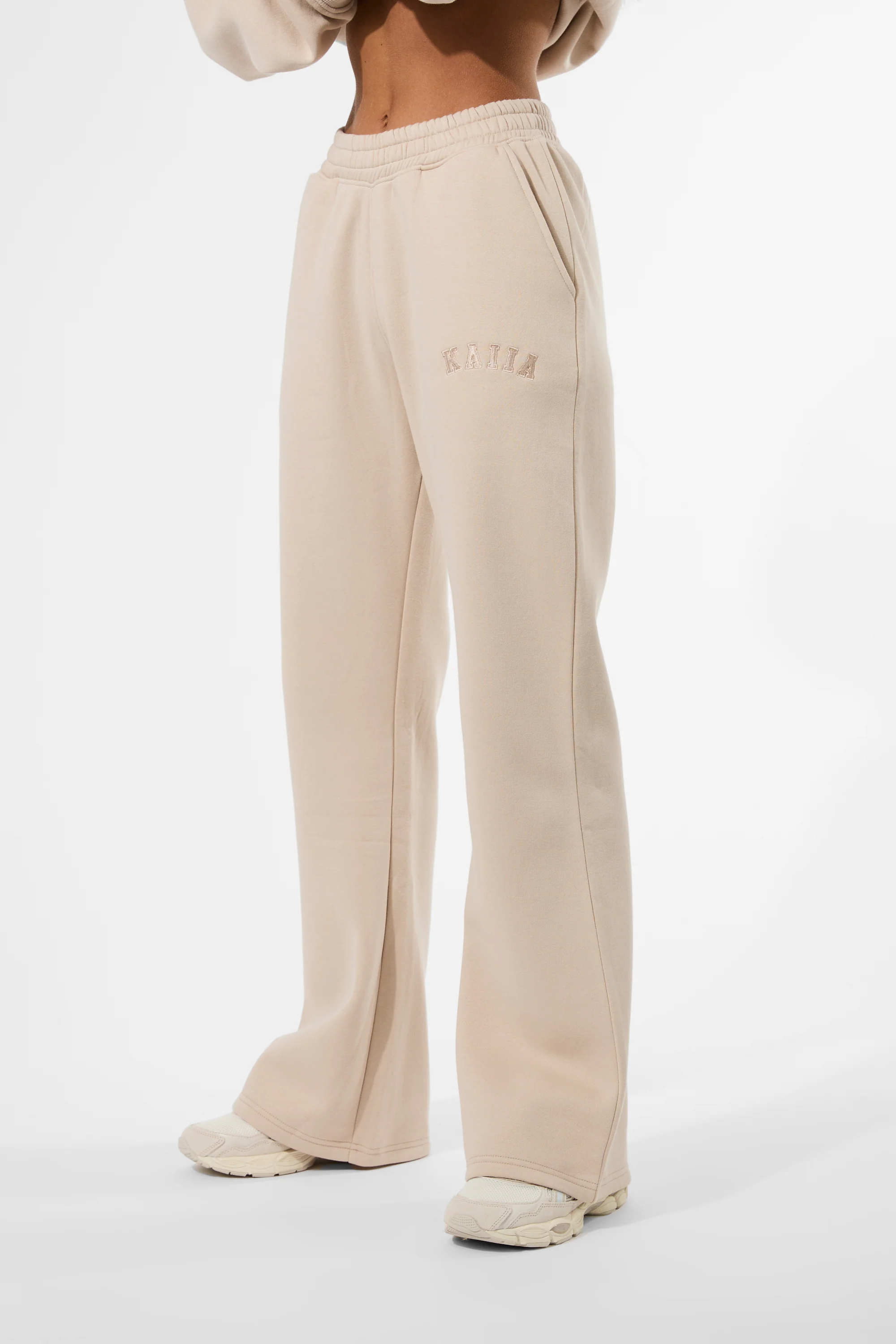 Kaiia Logo Wide Leg Joggers Truffle - Image 2