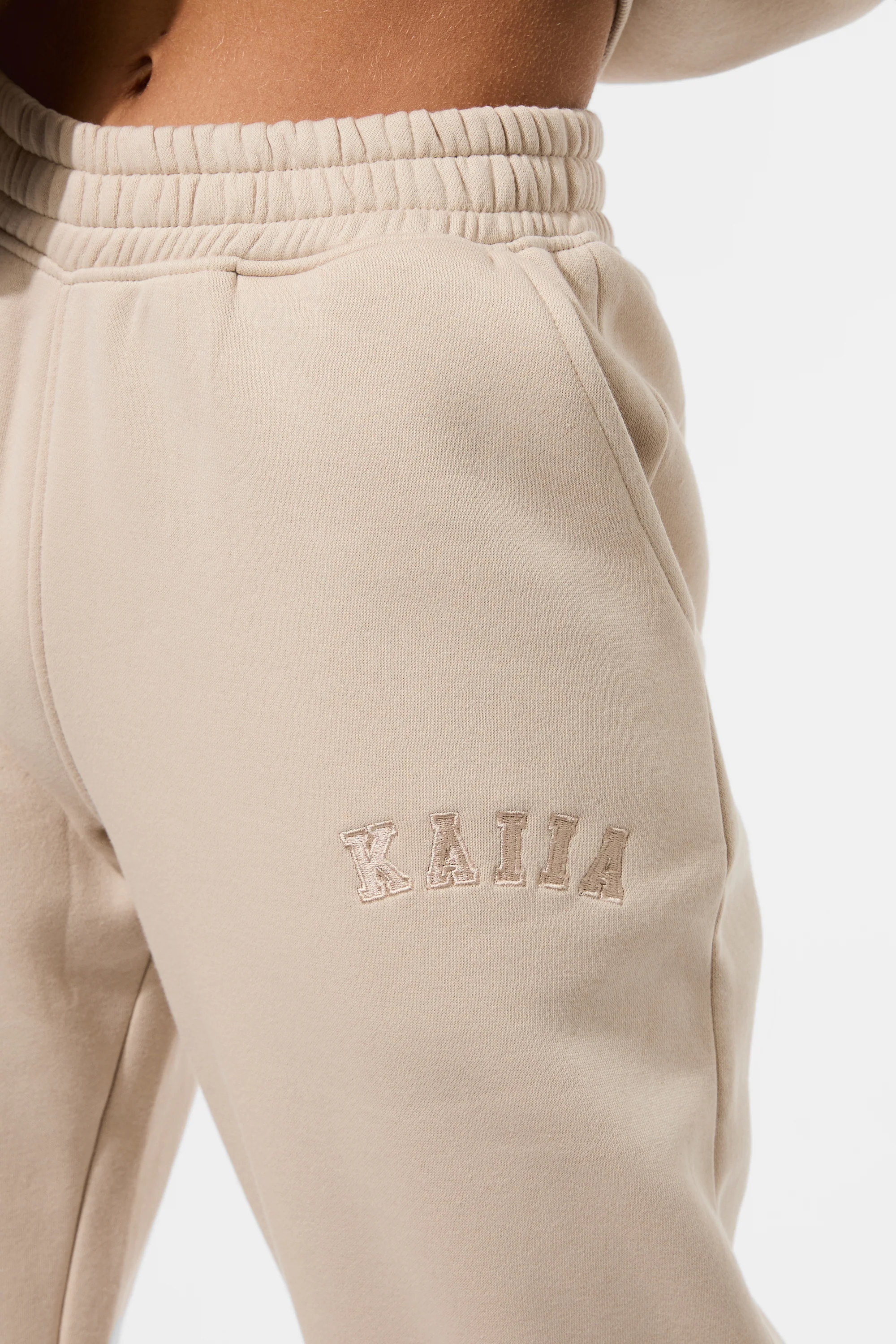 Kaiia Logo Wide Leg Joggers Truffle - Image 4