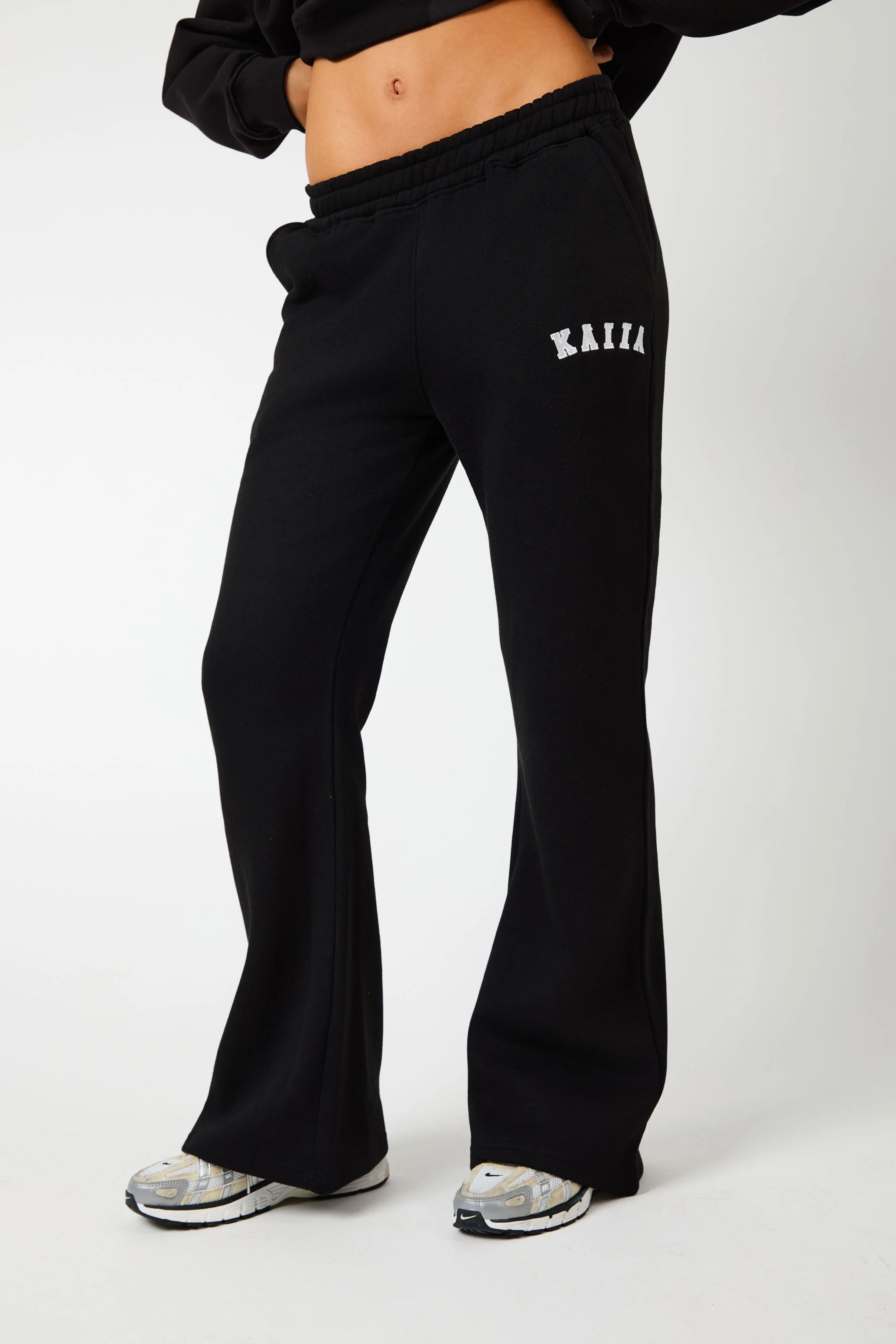 Kaiia Logo Wide Leg Sweat Pants in Black - Image 10