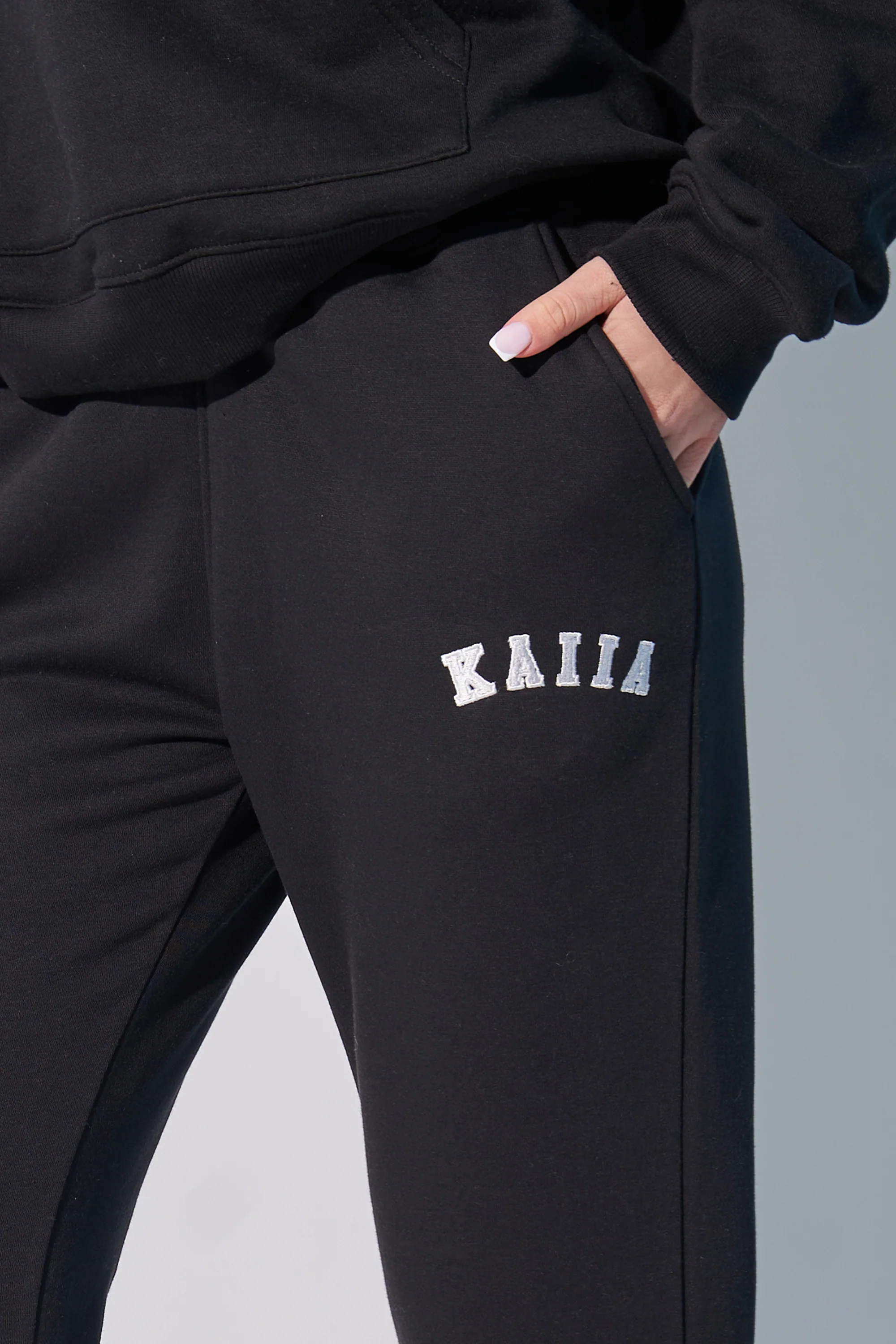 Kaiia Logo Wide Leg Sweat Pants in Black - Image 14