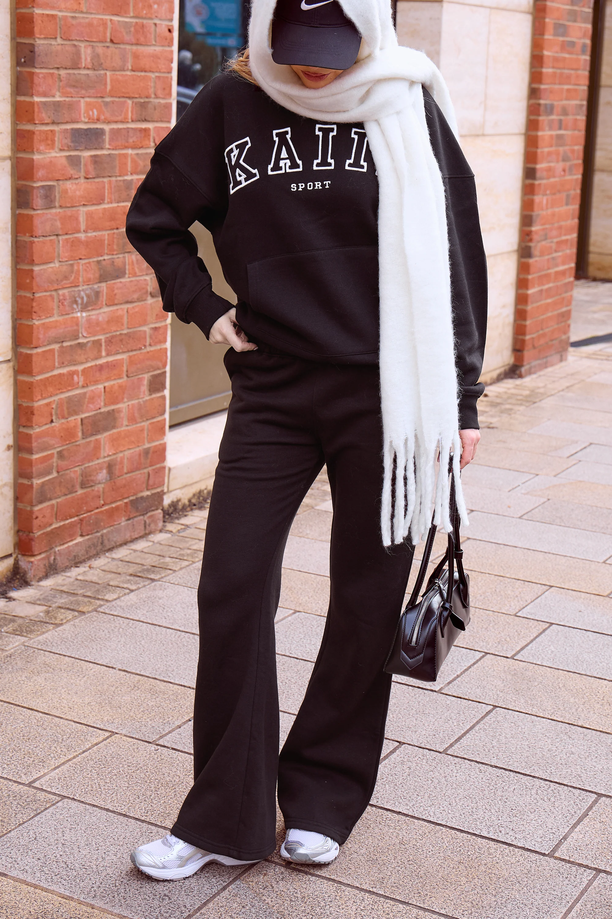 Kaiia Logo Wide Leg Sweat Pants in Black - Image 3