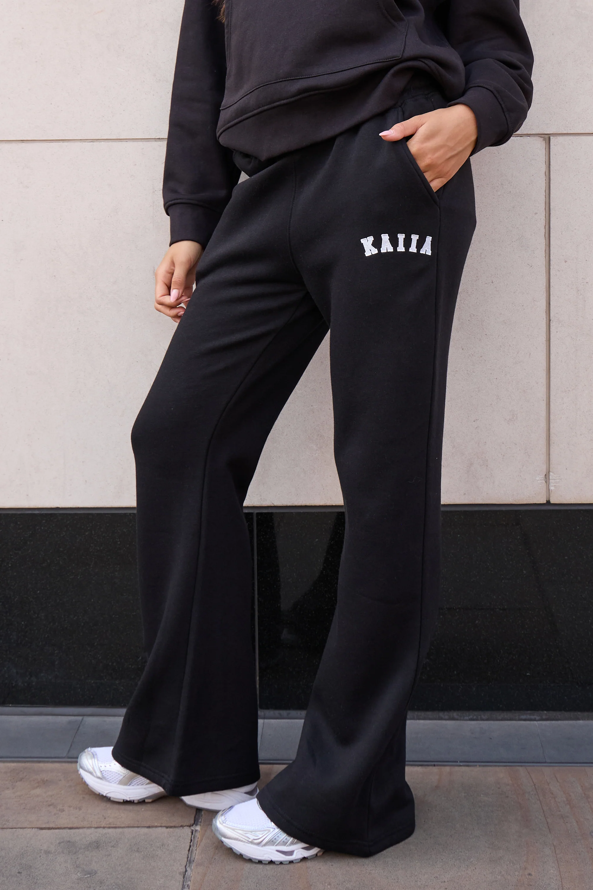 Kaiia Logo Wide Leg Sweat Pants in Black - Image 6