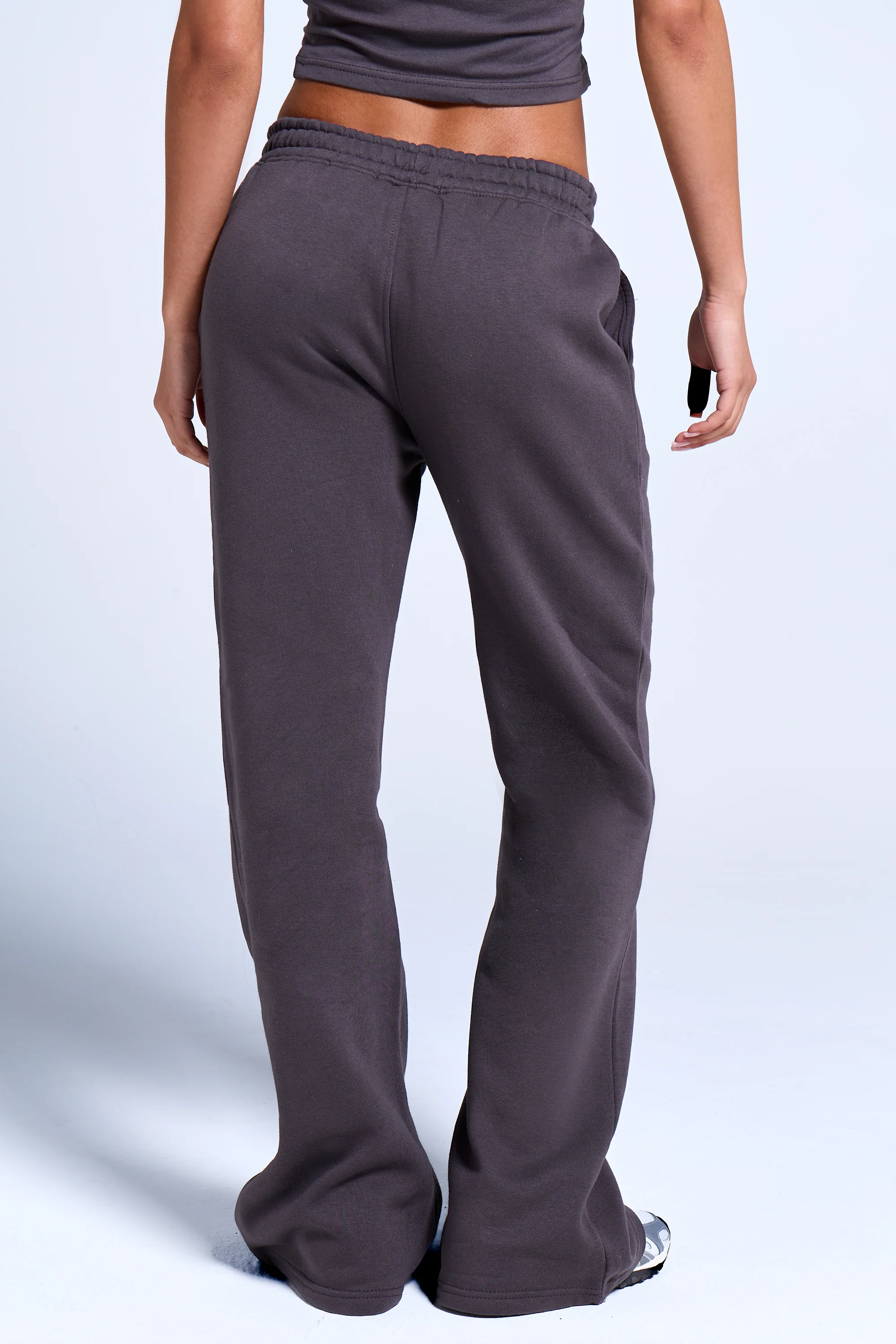 Kaiia Logo Wide Leg Sweat Pants in Dark Grey - Image 4