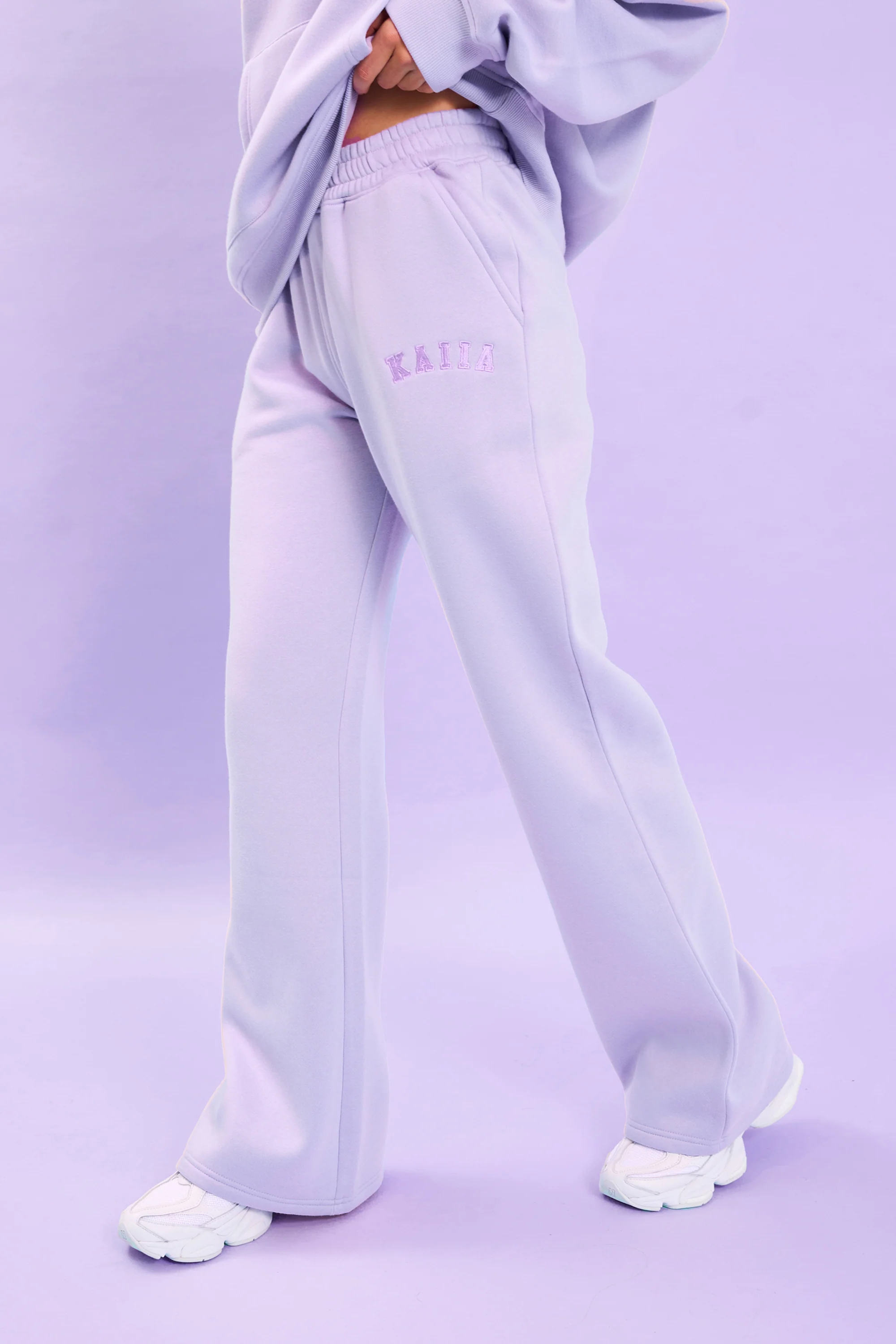 Kaiia Logo Wide Leg Sweat Pants Lilac - Image 3
