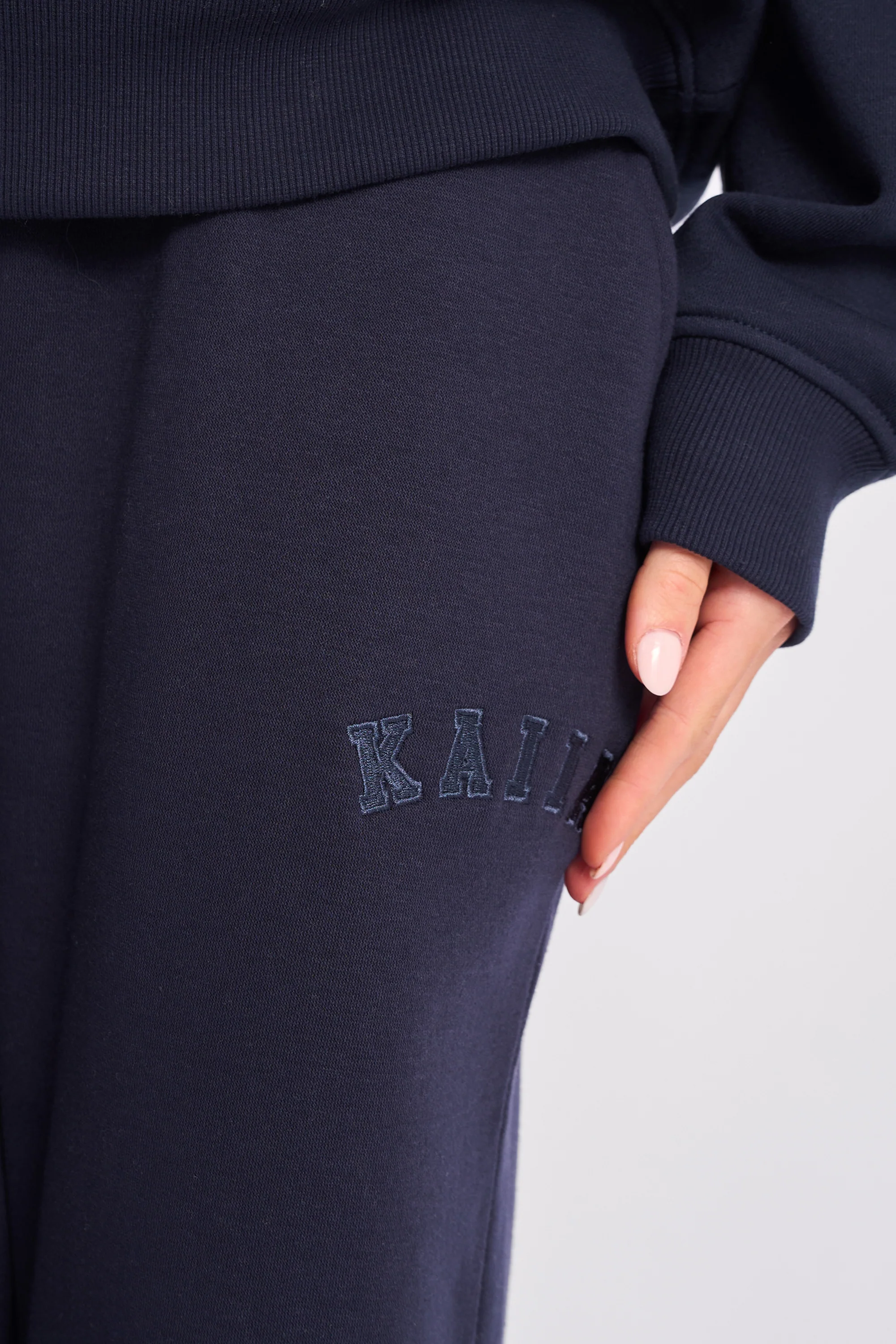 Kaiia Logo Wide Leg Sweat Pants Navy - Image 6