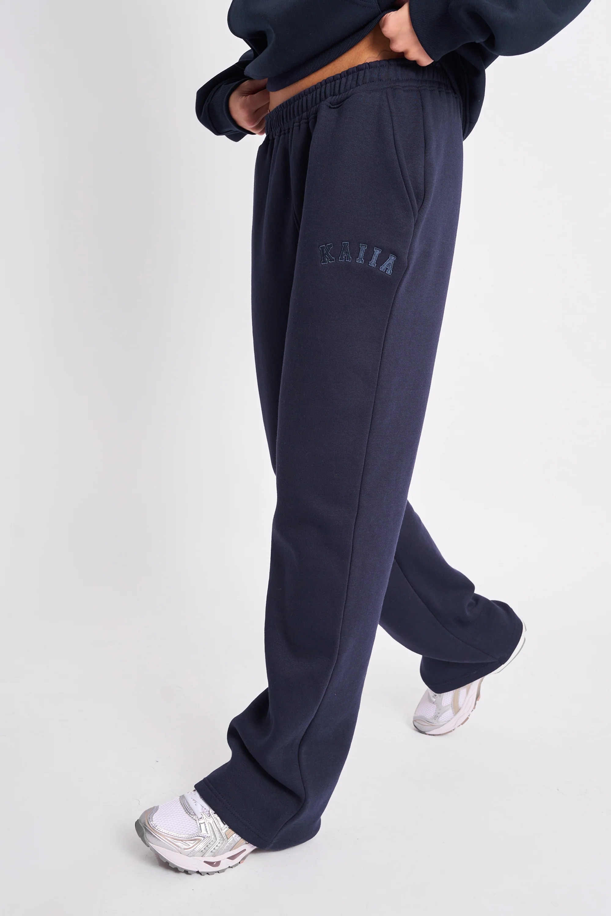 Kaiia Logo Wide Leg Sweat Pants Navy - Image 7