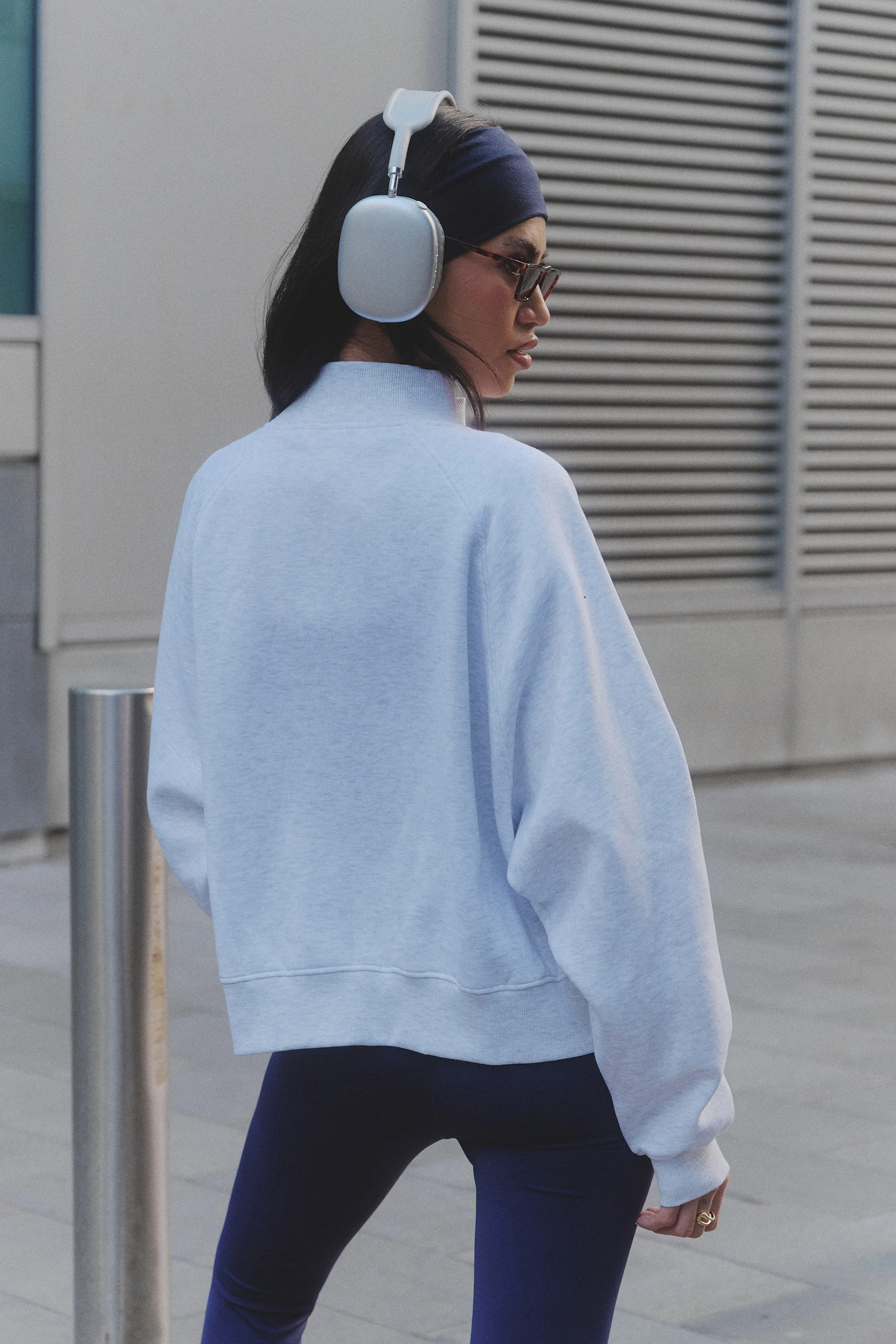 Kaiia Logo Zip Through Sweatshirt Light Grey Marl - Image 6