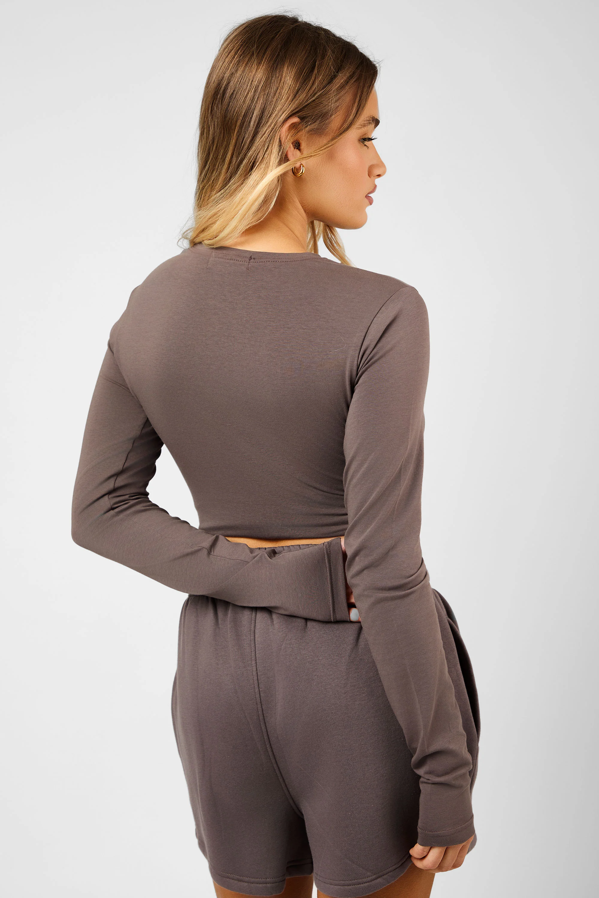 Kaiia Script Logo Long Sleeve Top Mink - Image 6
