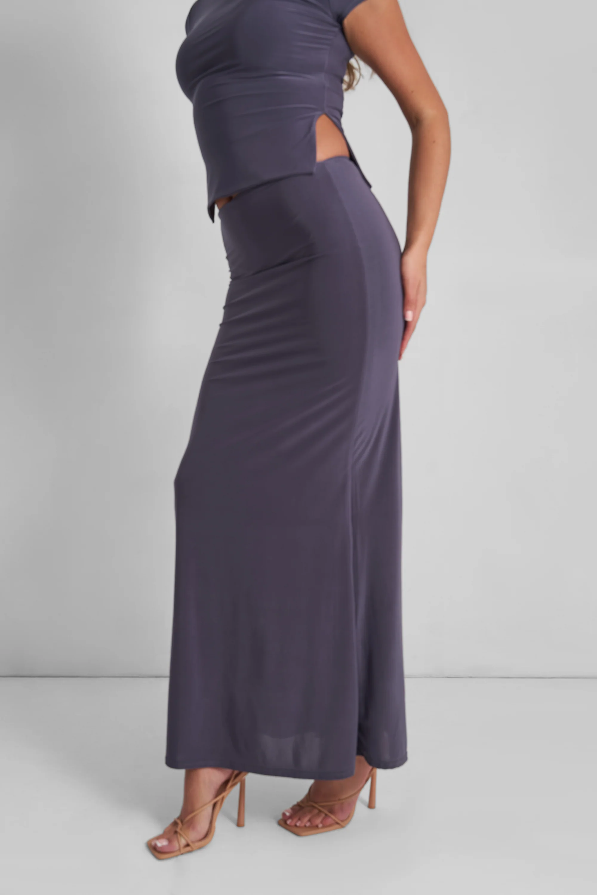 Kaiia Maxi Skirt Co Ord Charcoal - Image 2