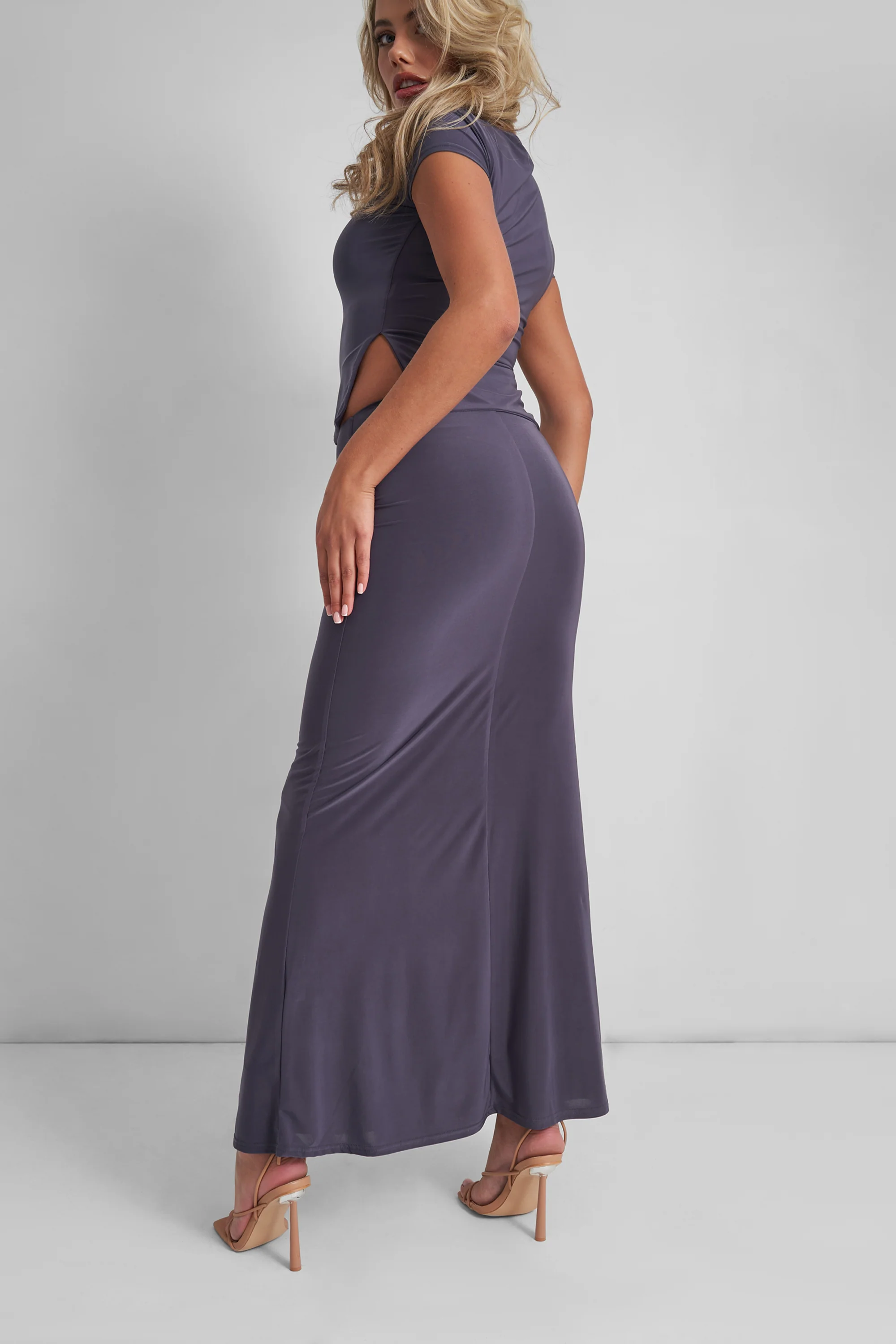 Kaiia Maxi Skirt Co Ord Charcoal - Image 4