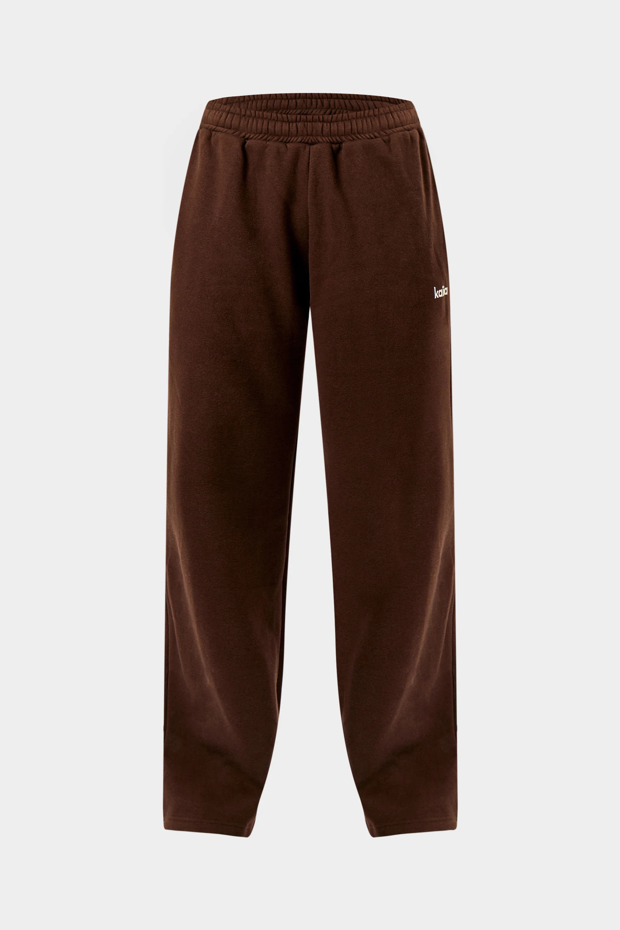Kaiia Chrome Logo Mid Rise Wide Leg Joggers Bitter Chocolate - Image 5