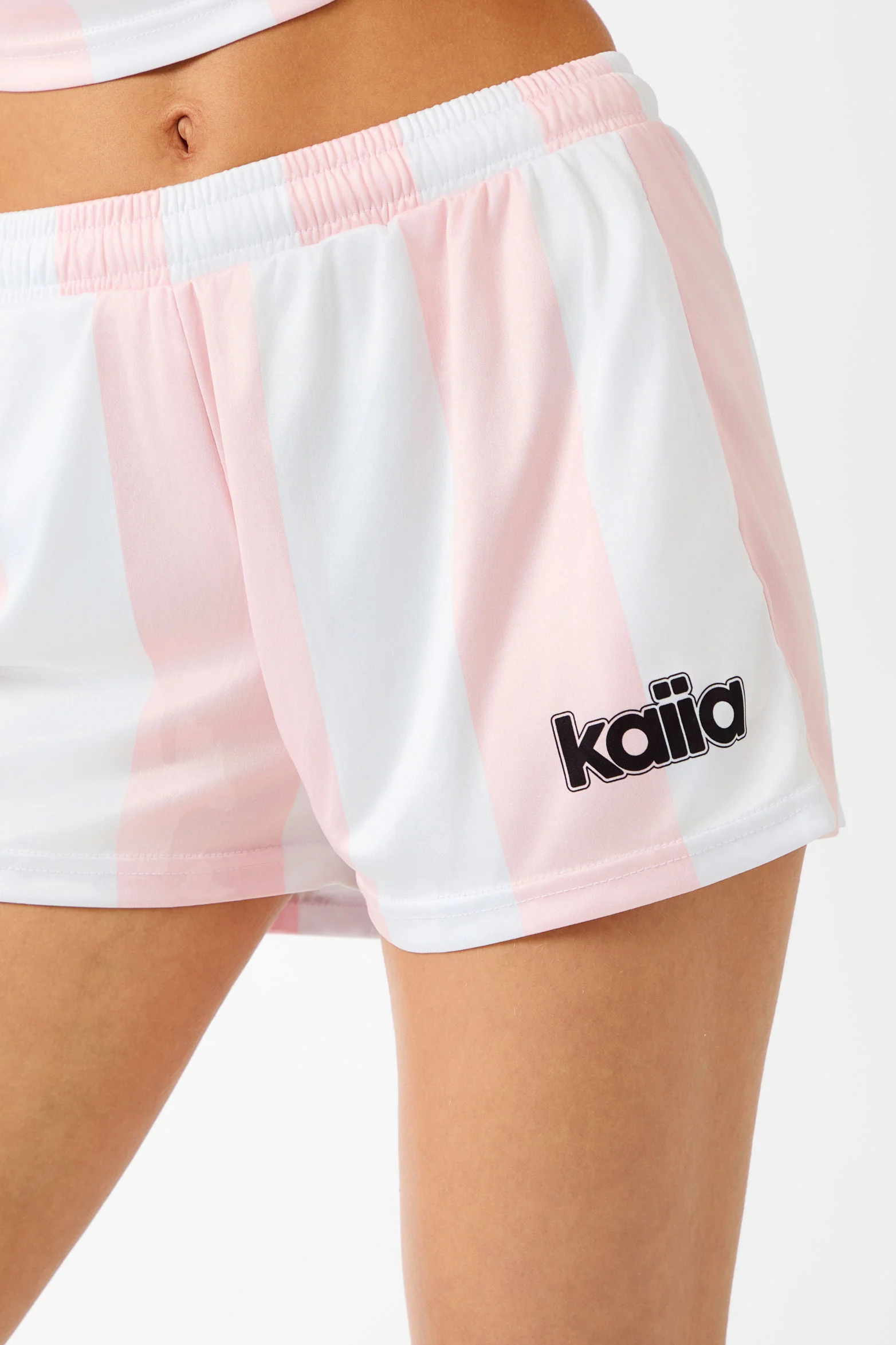 Kaiia Mini Football Shorts Pink Stripe - Image 9
