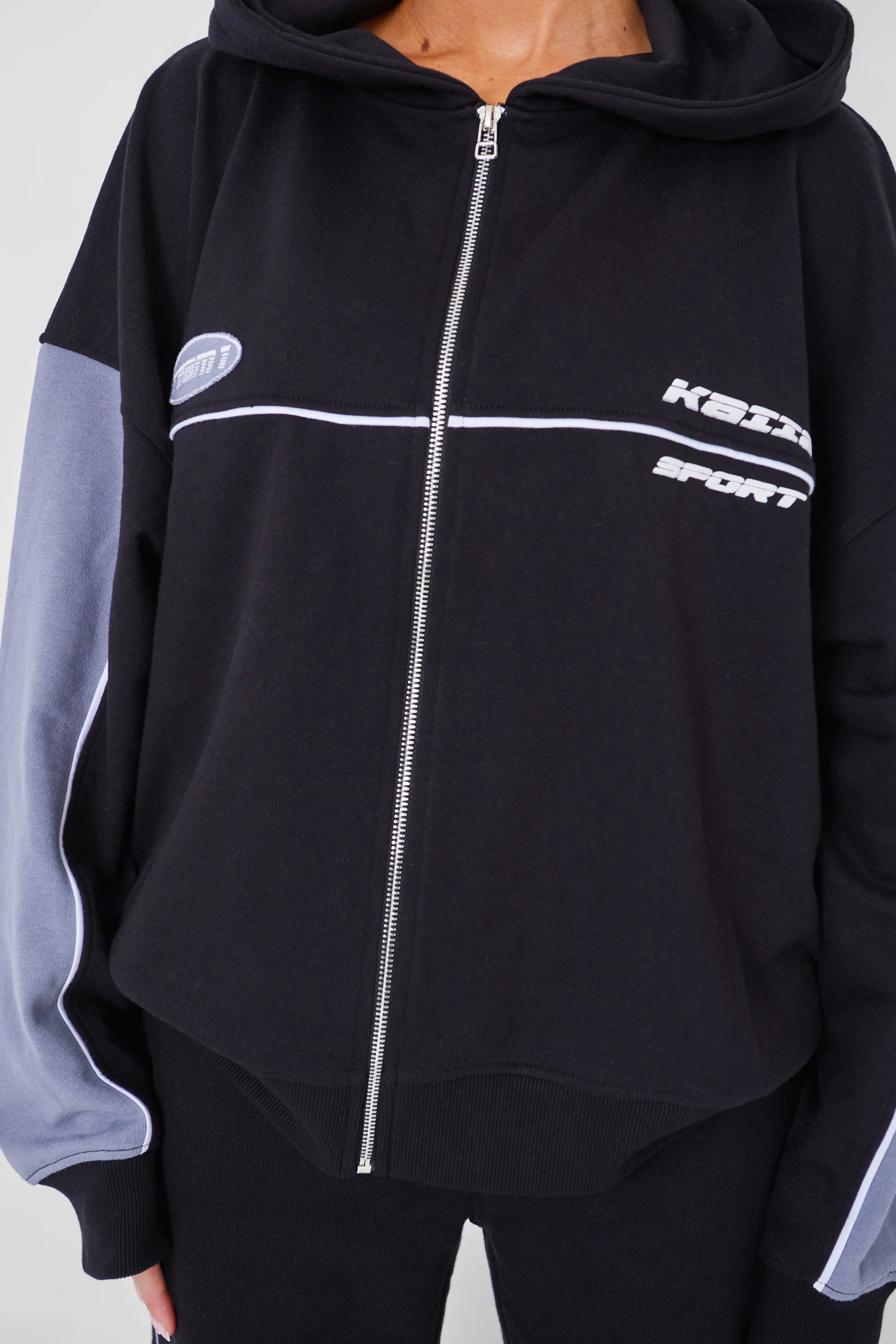 Kaiia Motocross Zip Through Hoodie Black - Image 2