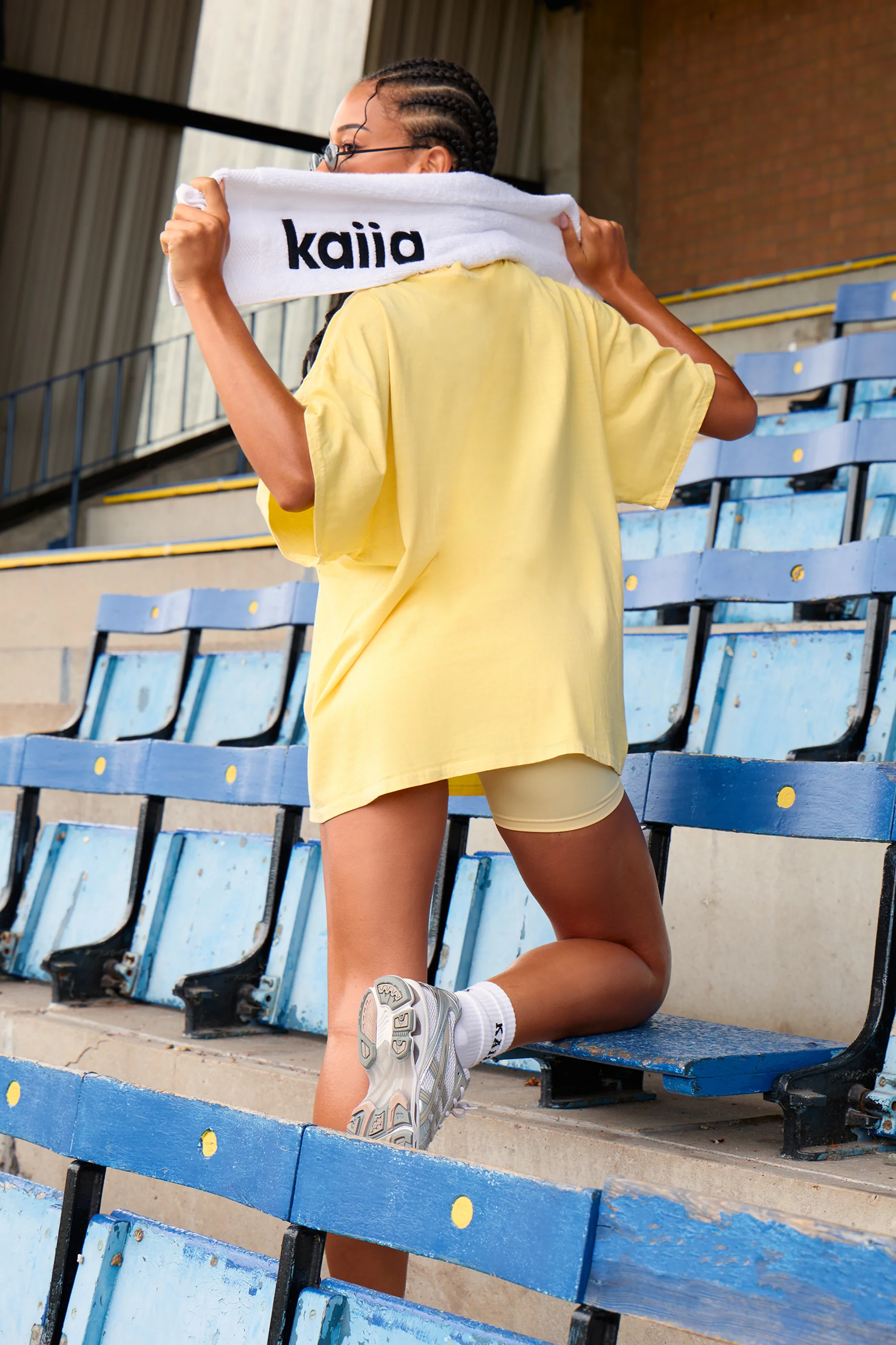 Kaiia New York City Sports Overdyed Oversized T-shirt Yellow - Image 2
