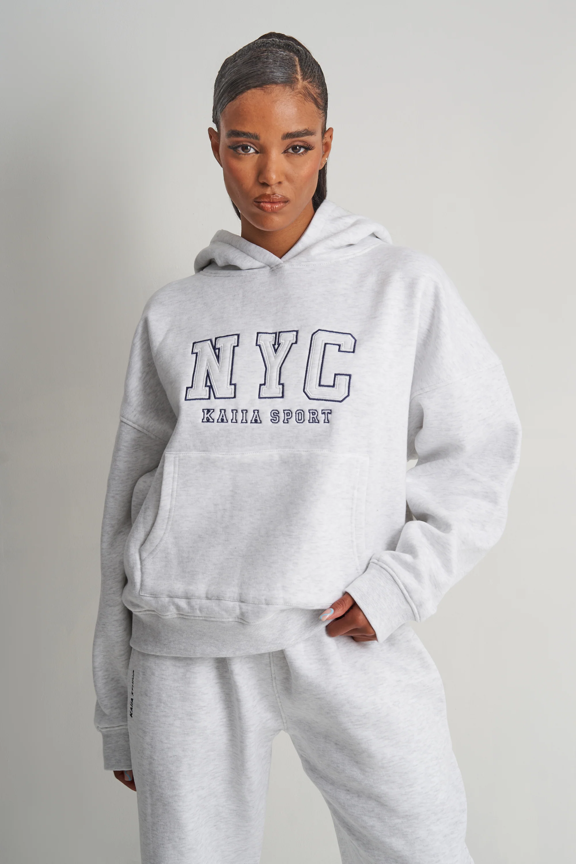 Kaiia NYC Oversized Hoodie in Grey Marl