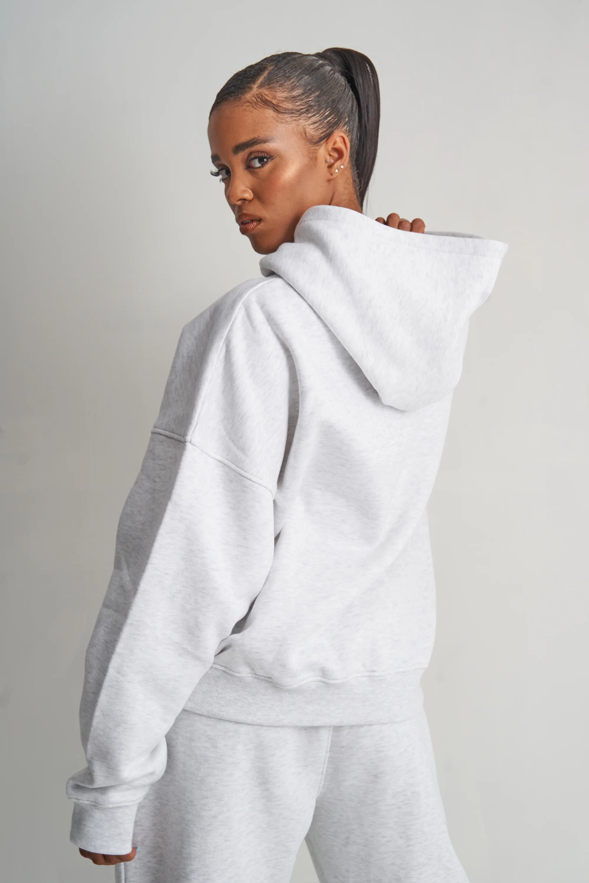 Kaiia NYC Oversized Hoodie in Grey Marl - Image 3