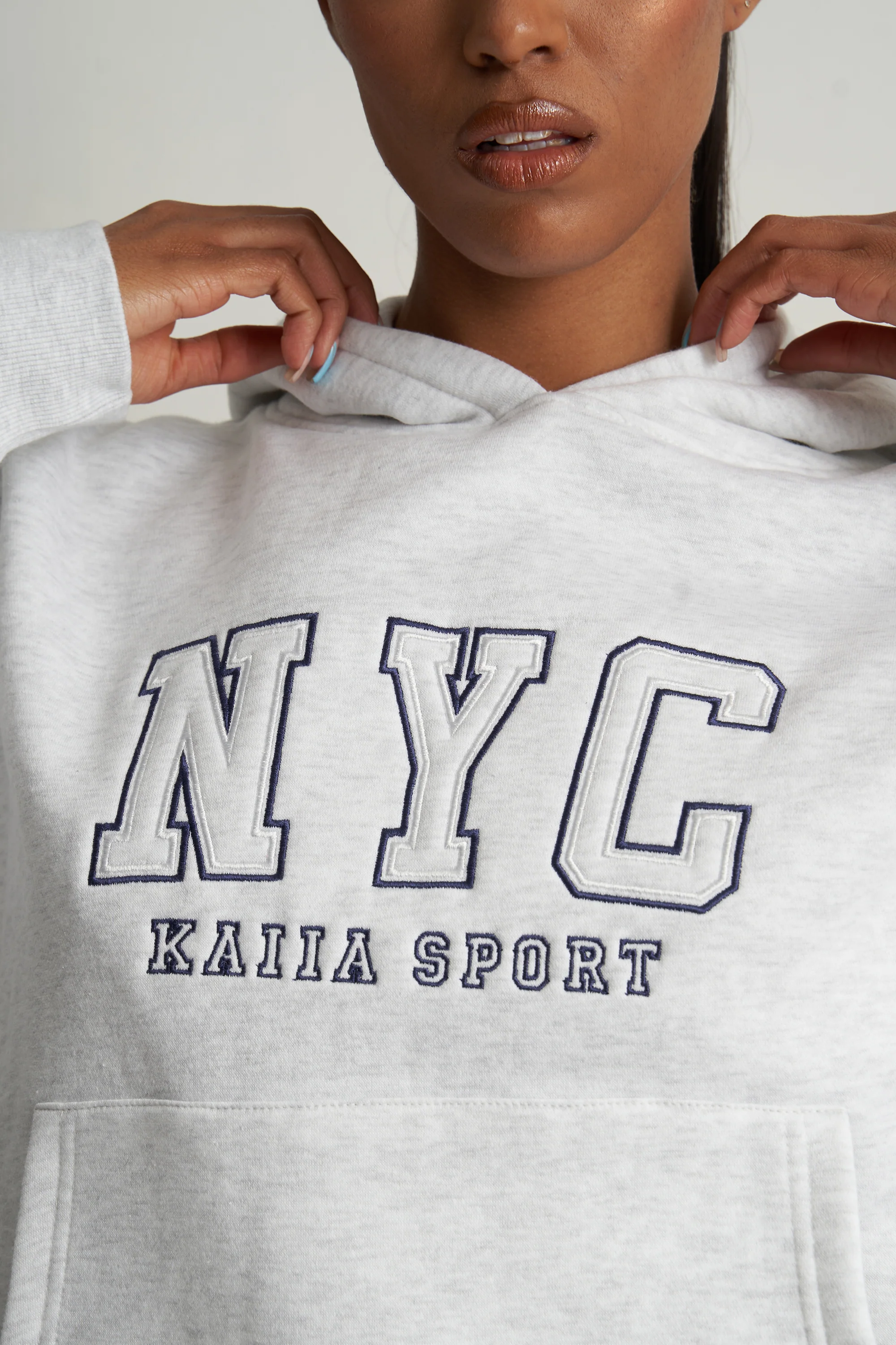 Kaiia NYC Oversized Hoodie in Grey Marl - Image 4