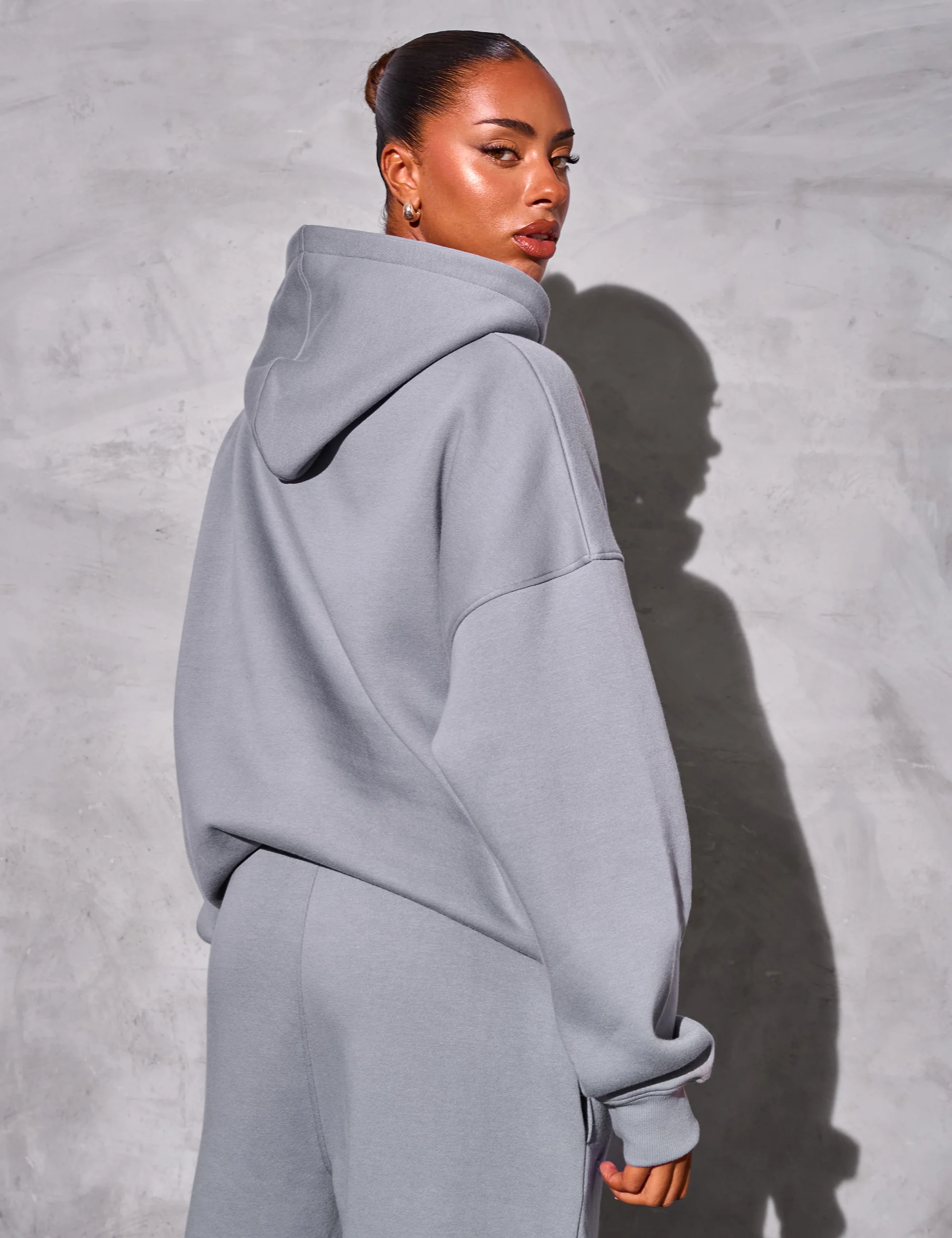 Kaiia Slogan Oversized Hoodie Dove Grey - Image 4