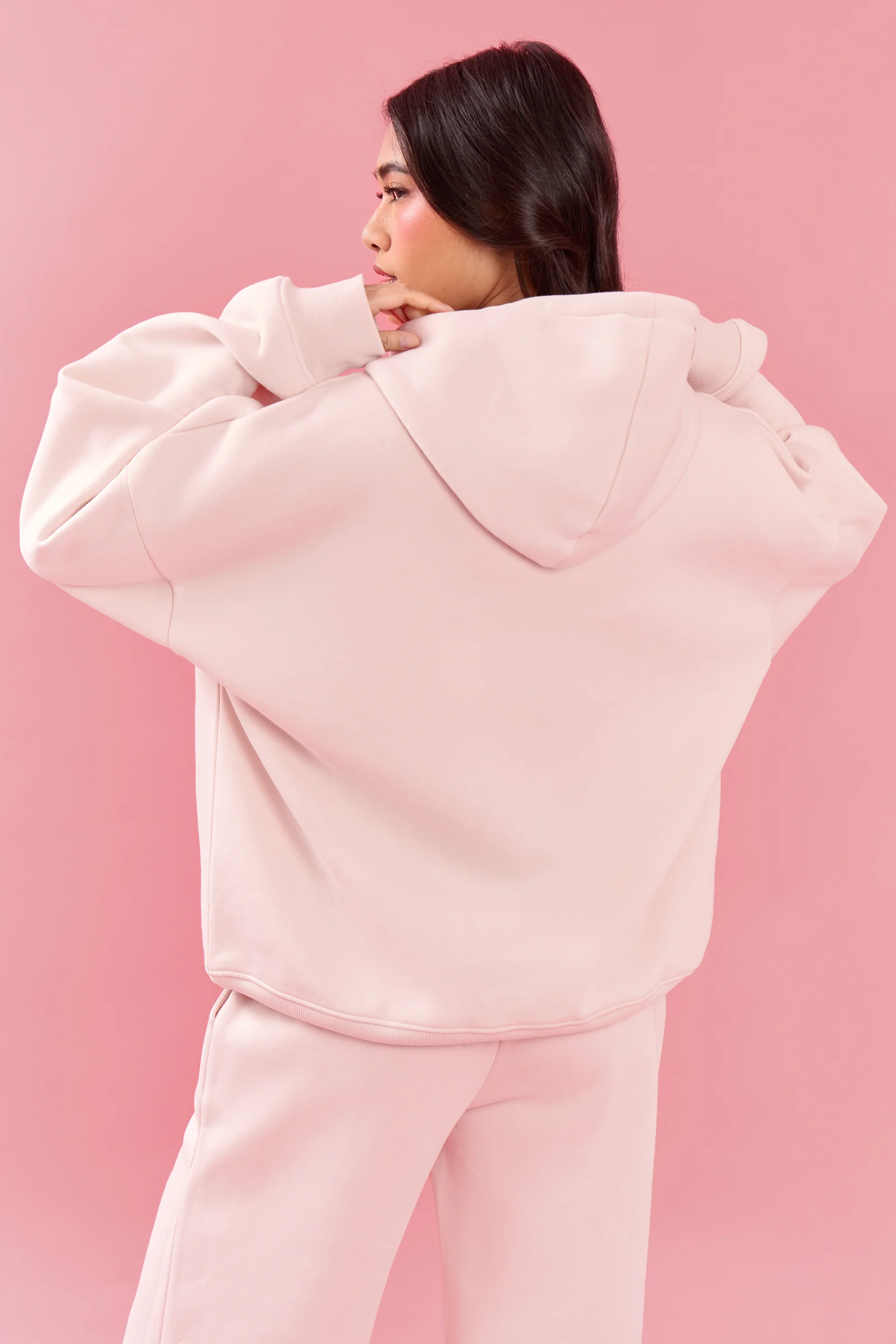 Kaiia Oval Embossed Oversized Hoodie Pink Meringue - Image 4
