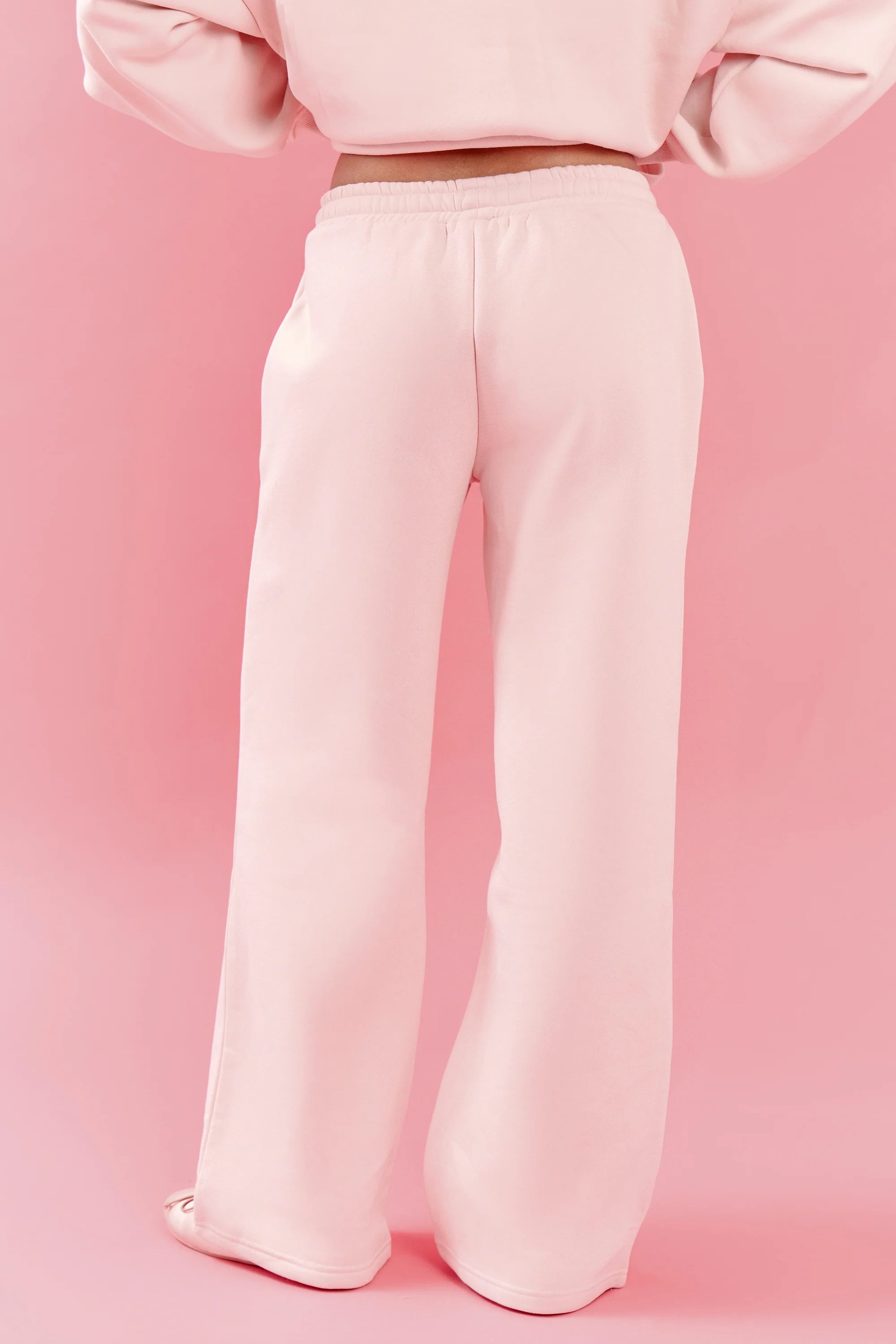 Kaiia Oval Embossed Wide Leg Joggers Pink Meringue - Image 4