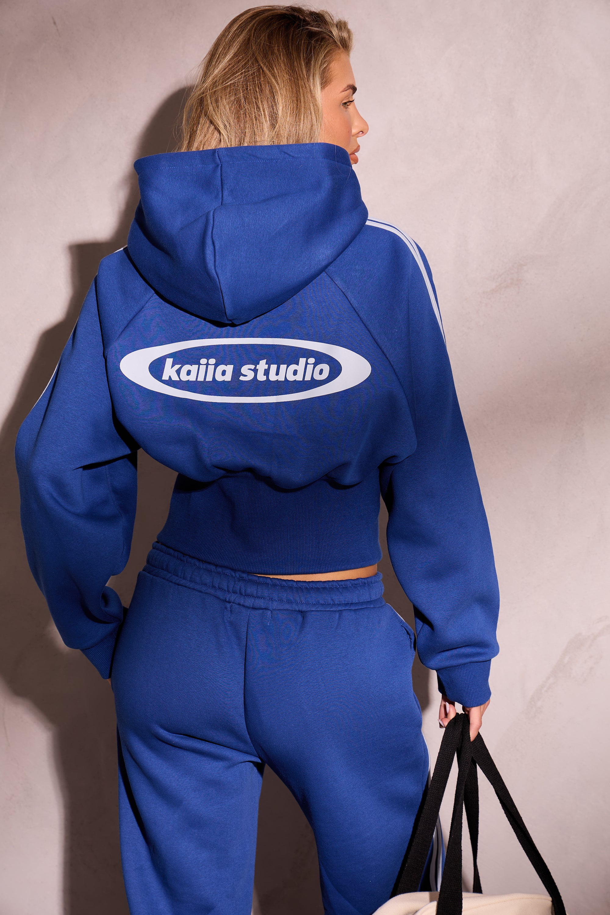 Kaiia Oval Logo Corset Zip Through Hoodie Victory Blue & Dusty Blue - Image 2