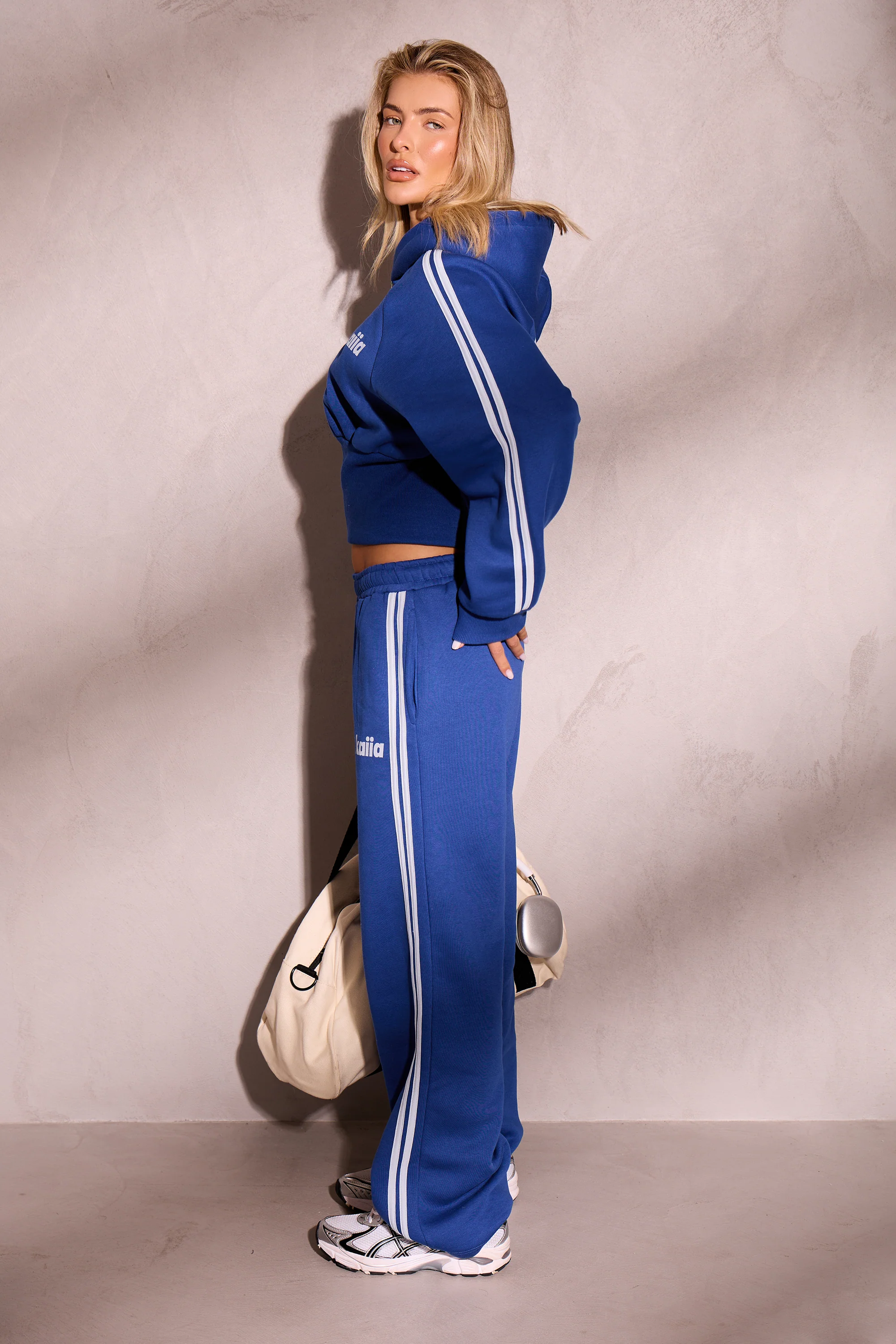 Kaiia Oval Logo Corset Zip Through Hoodie Victory Blue & Dusty Blue - Image 3