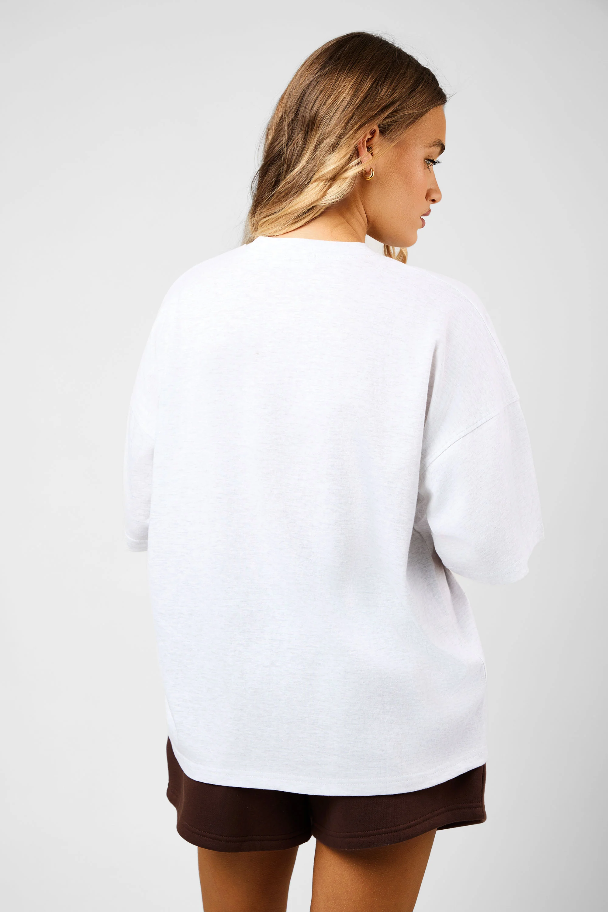 Kaiia Oversized Bunny Graphic T-Shirt Light Grey Marl - Image 5