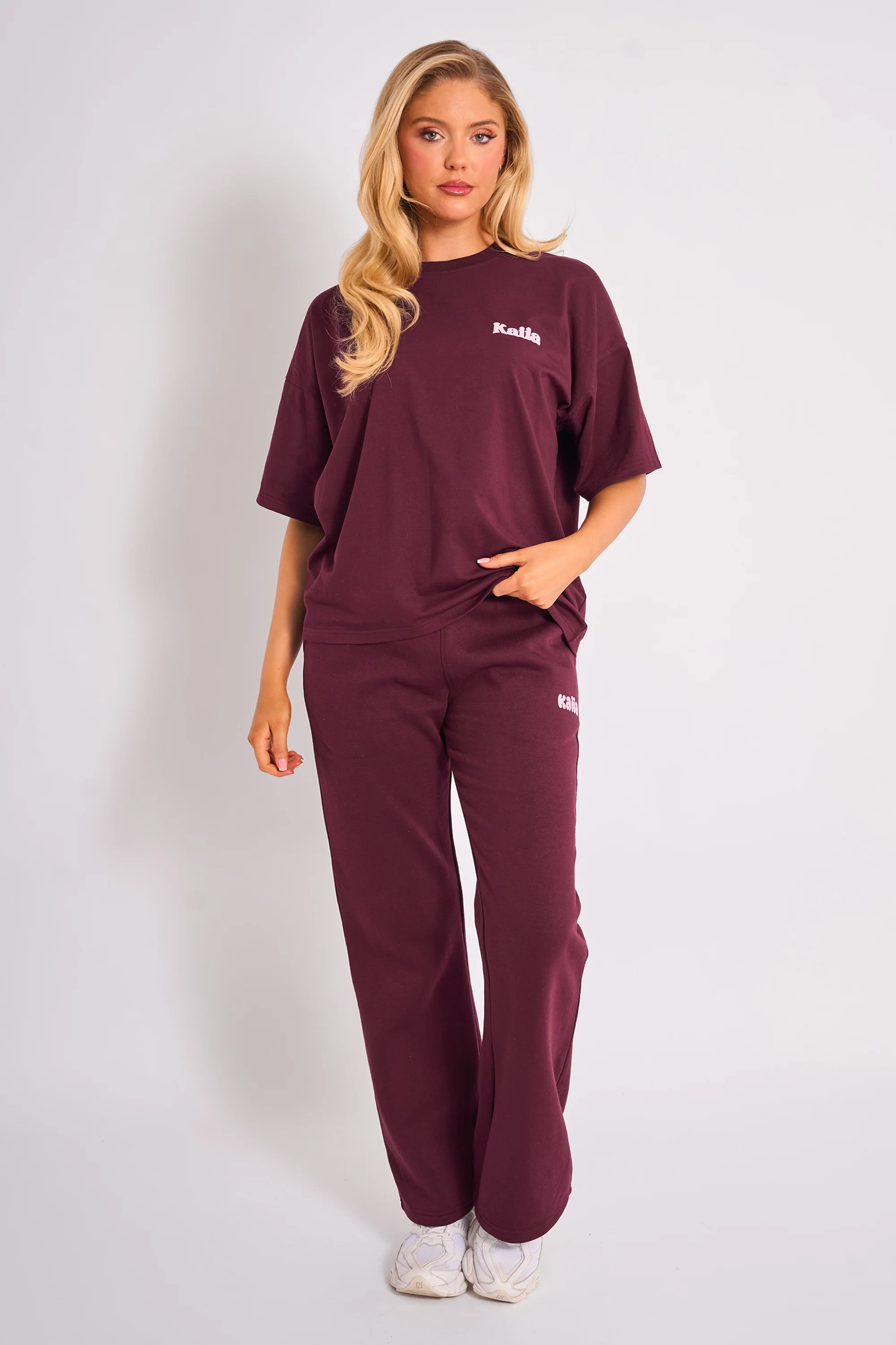 Kaiia Cherry Graphic Oversized T-shirt Plum & Pink - Image 4