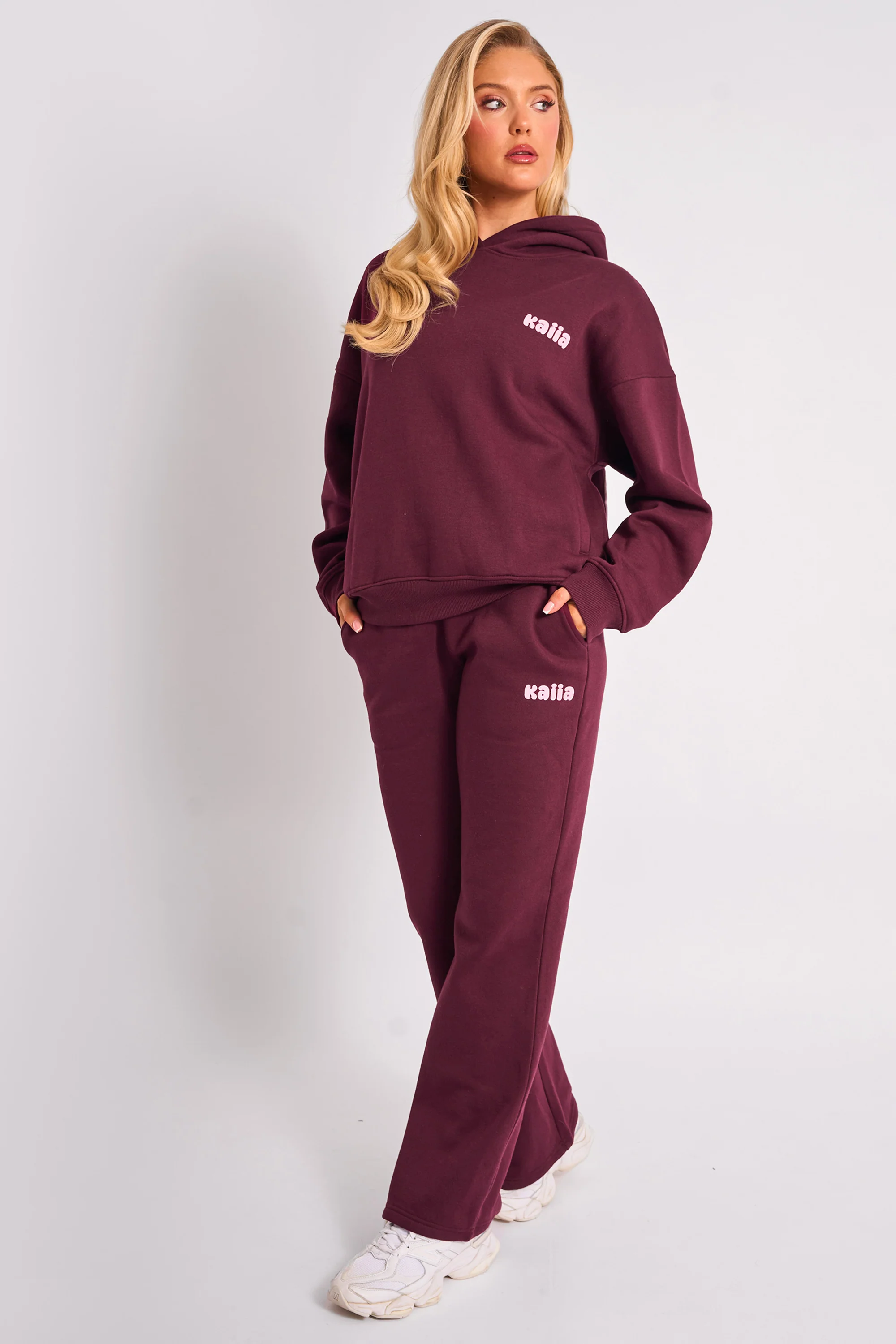 Kaiia Cherry Graphic Oversized Hoodie Plum & Pink - Image 3