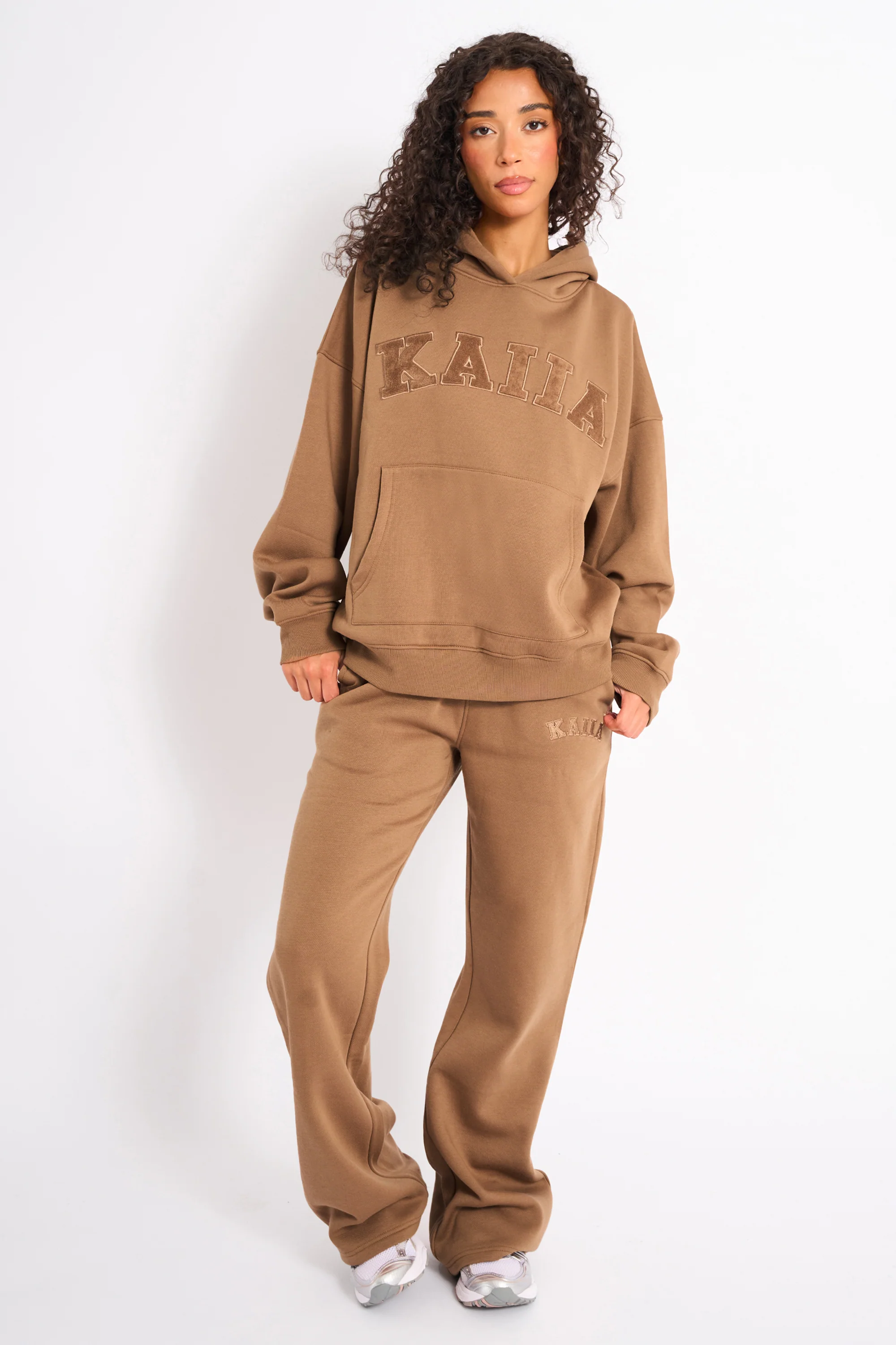 Kaiia Slogan Oversized Hoodie Gingerbread - Image 3