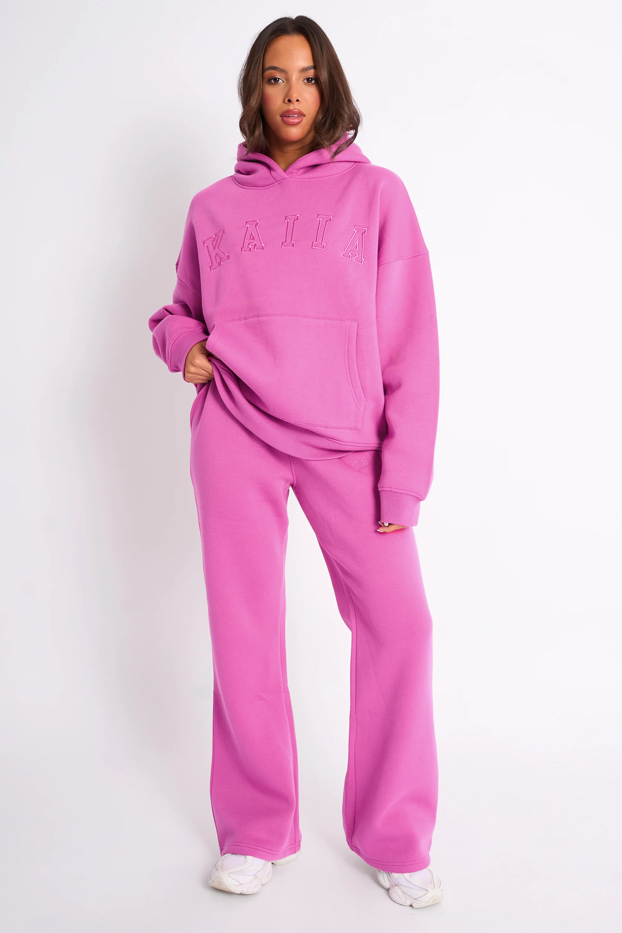 Kaiia Slogan Oversized Hoodie Bubblegum Pink - Image 3