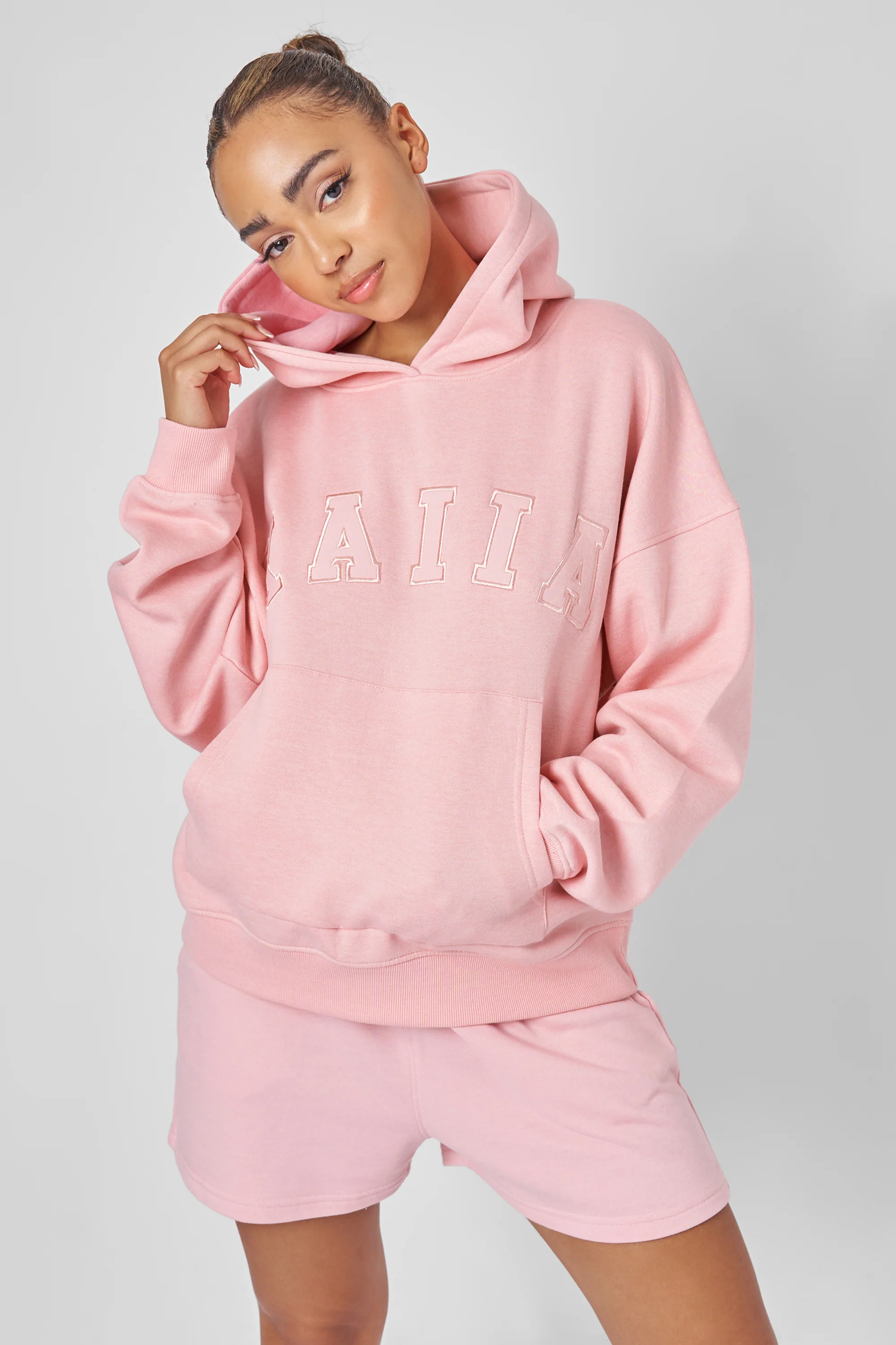 Kaiia Slogan Oversized Hoodie Pink - Image 2