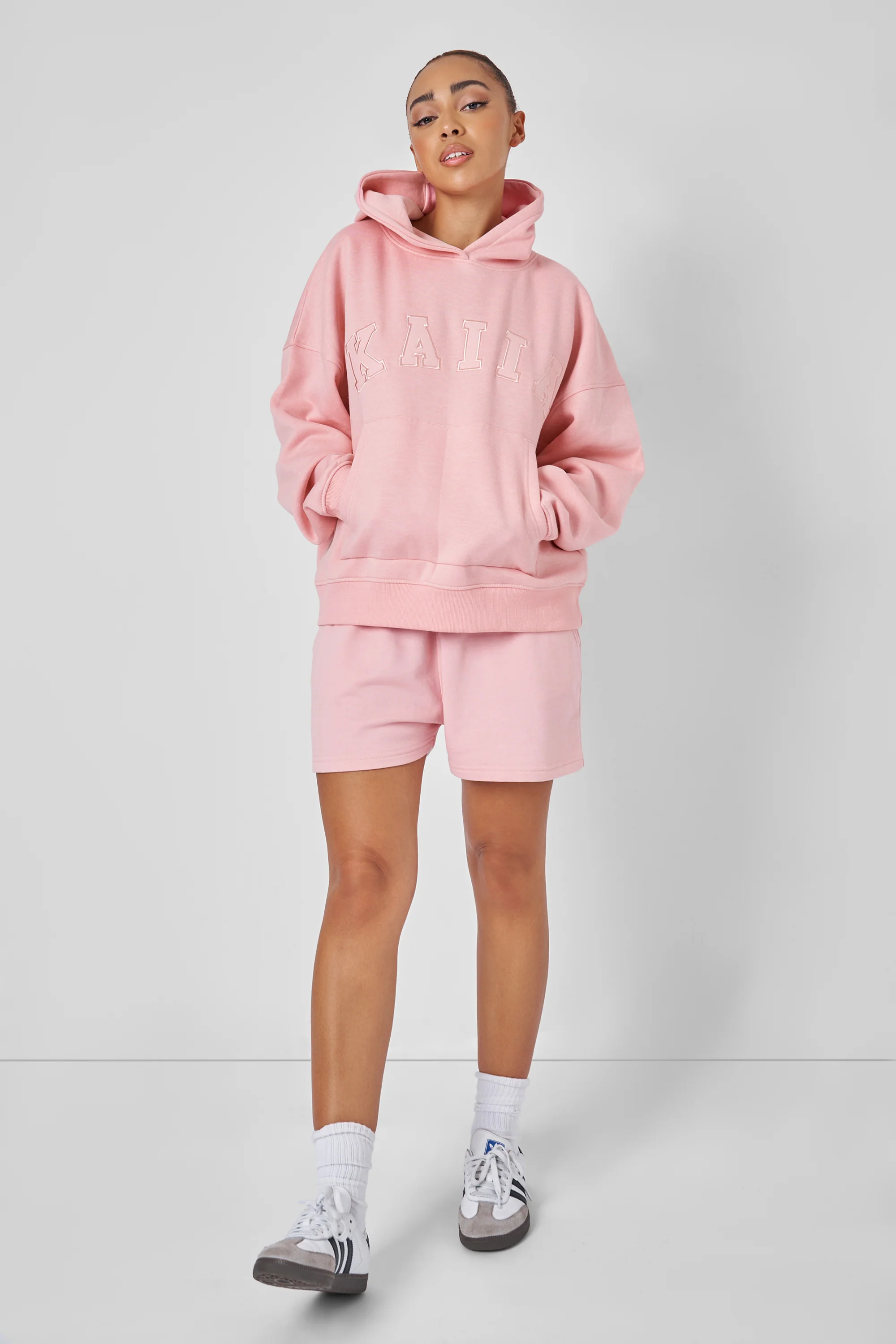 Kaiia Slogan Oversized Hoodie Pink - Image 3