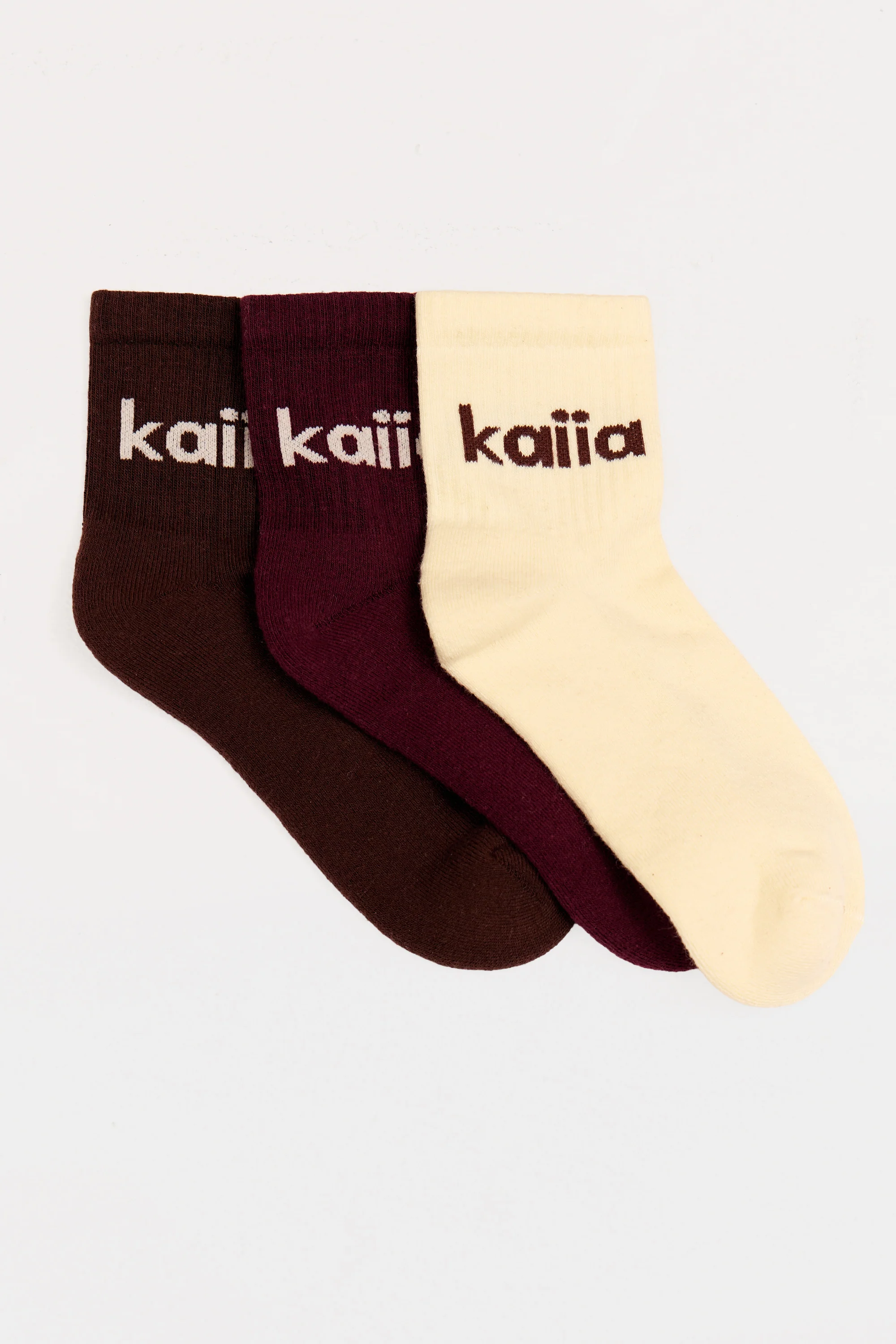 Pack of 3 Kaiia Bubble Logo Socks Lemon, Burgundy & Chocolate - Image 3