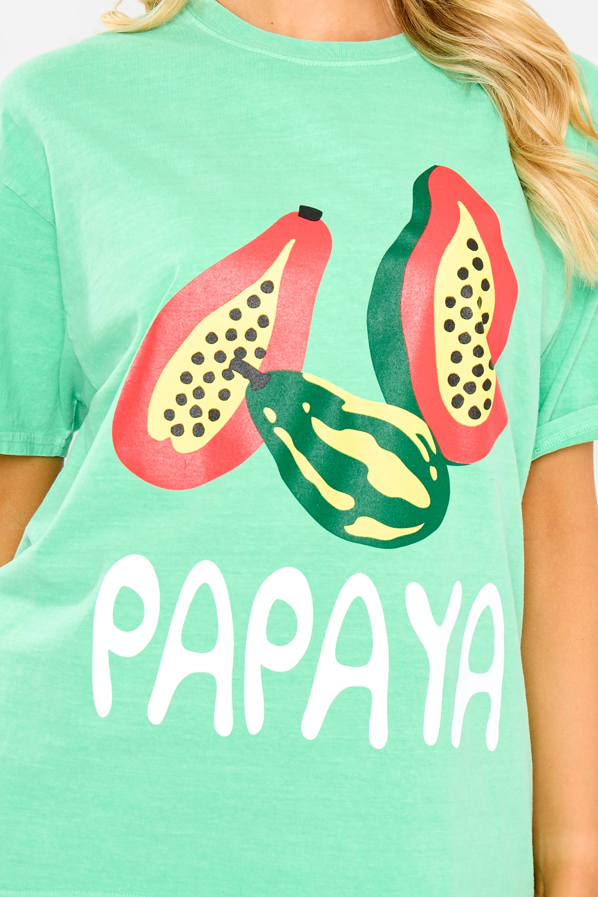 Kaiia Papaya Graphic Oversized T-shirt Green - Image 4