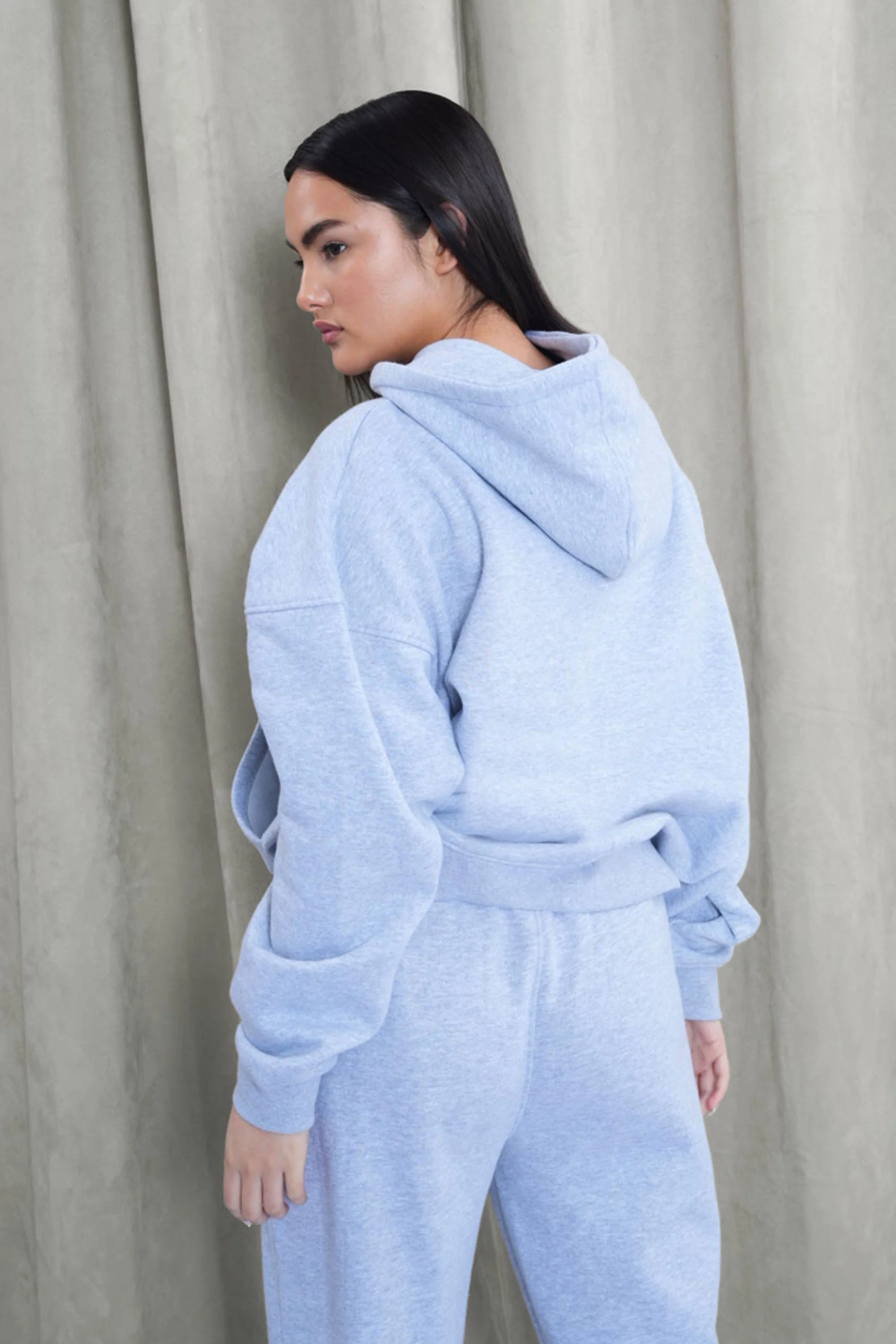 Kaiia Paris Shadow Logo Oversized Hoodie Grey Marl - Image 2