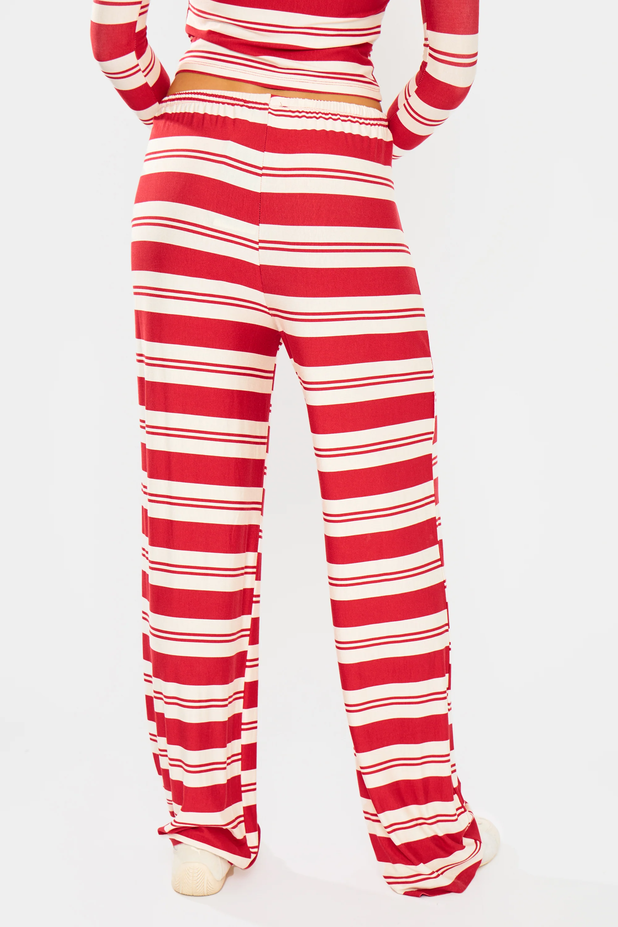 Kaiia Striped Wide Leg Trousers Red & White - Image 9