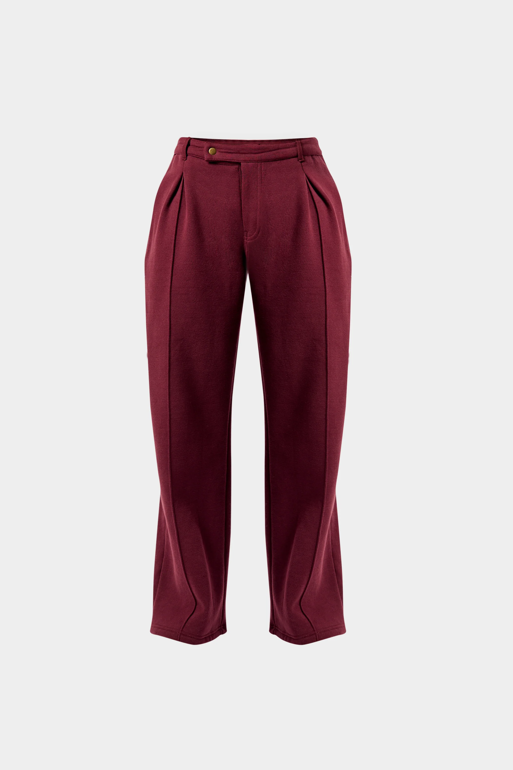 Kaiia Pleat Detail Tailored Wide Leg Joggers Dark Cherry - Image 5