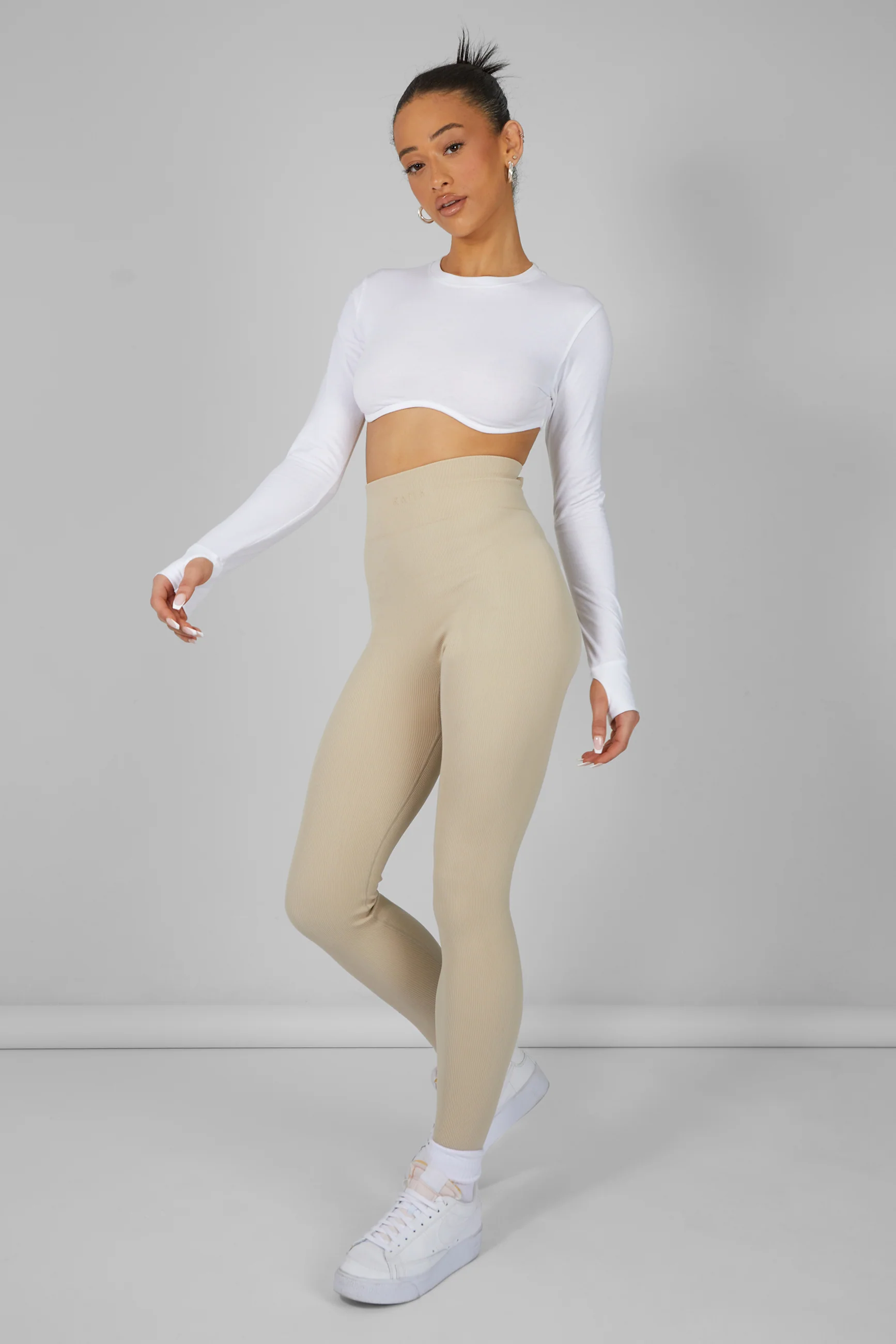 Kaiia Premium Rib Seamless Leggings Stone - Image 6