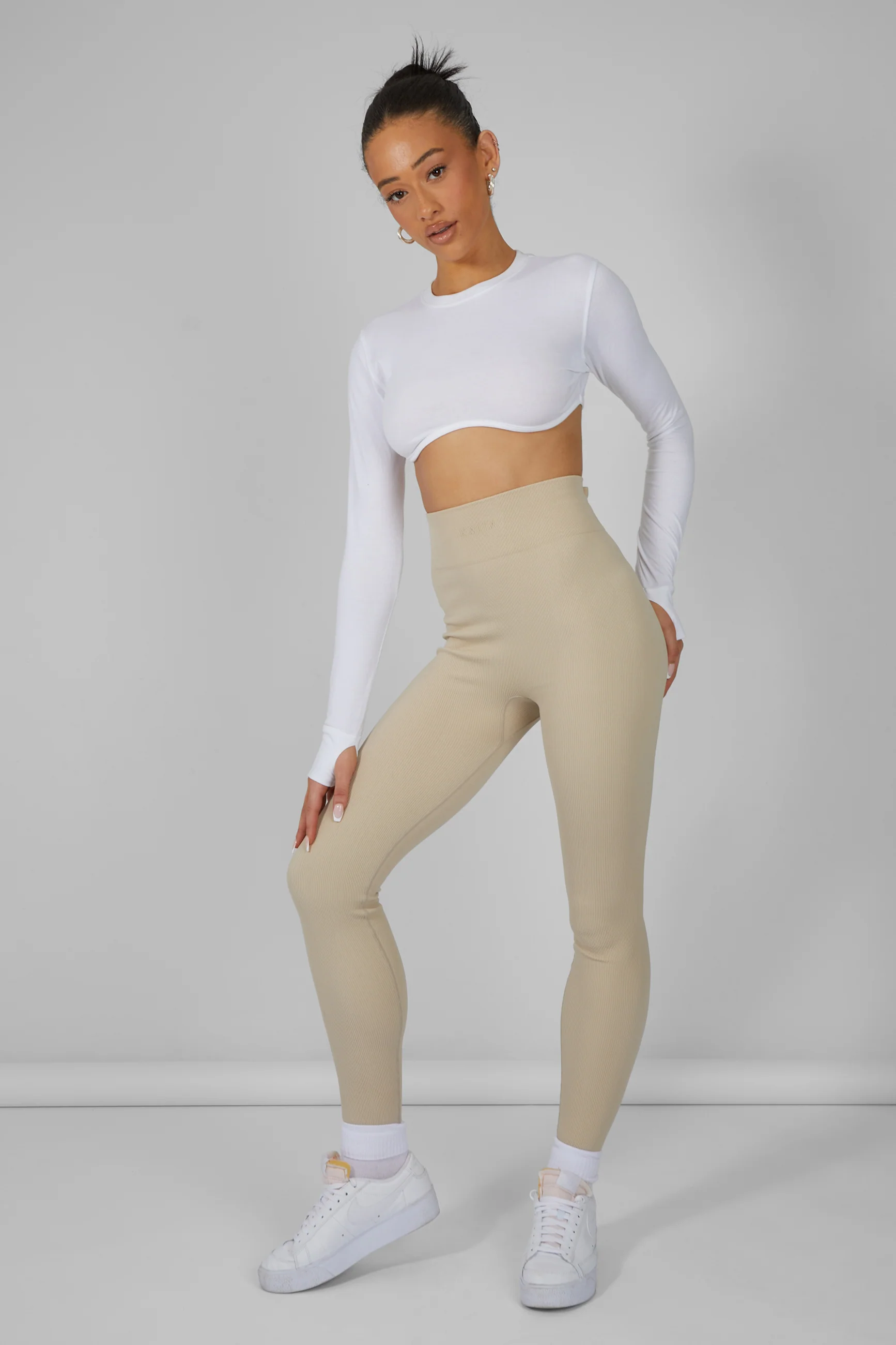 Kaiia Premium Rib Seamless Leggings Stone - Image 7