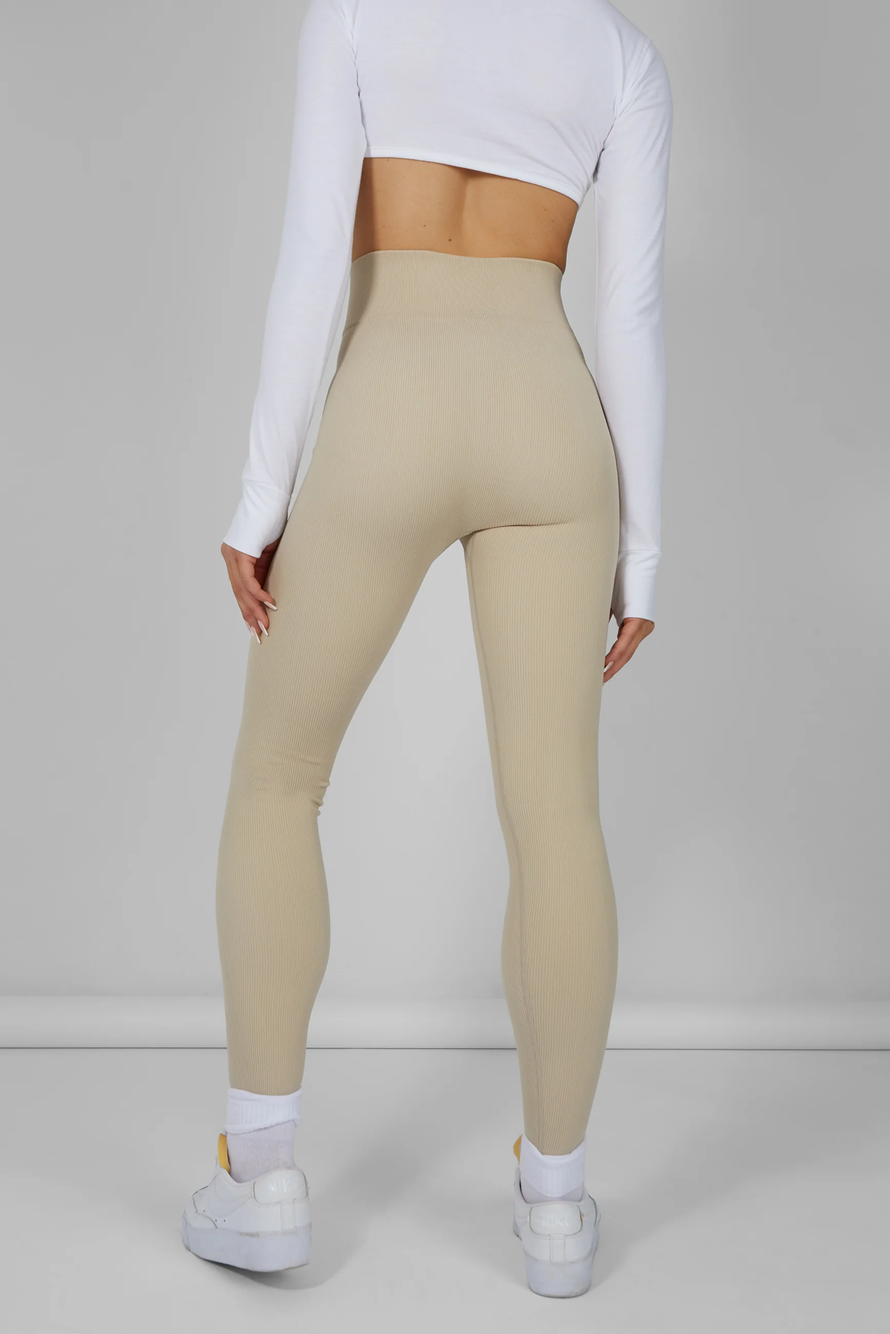 Kaiia Premium Rib Seamless Leggings Stone - Image 9