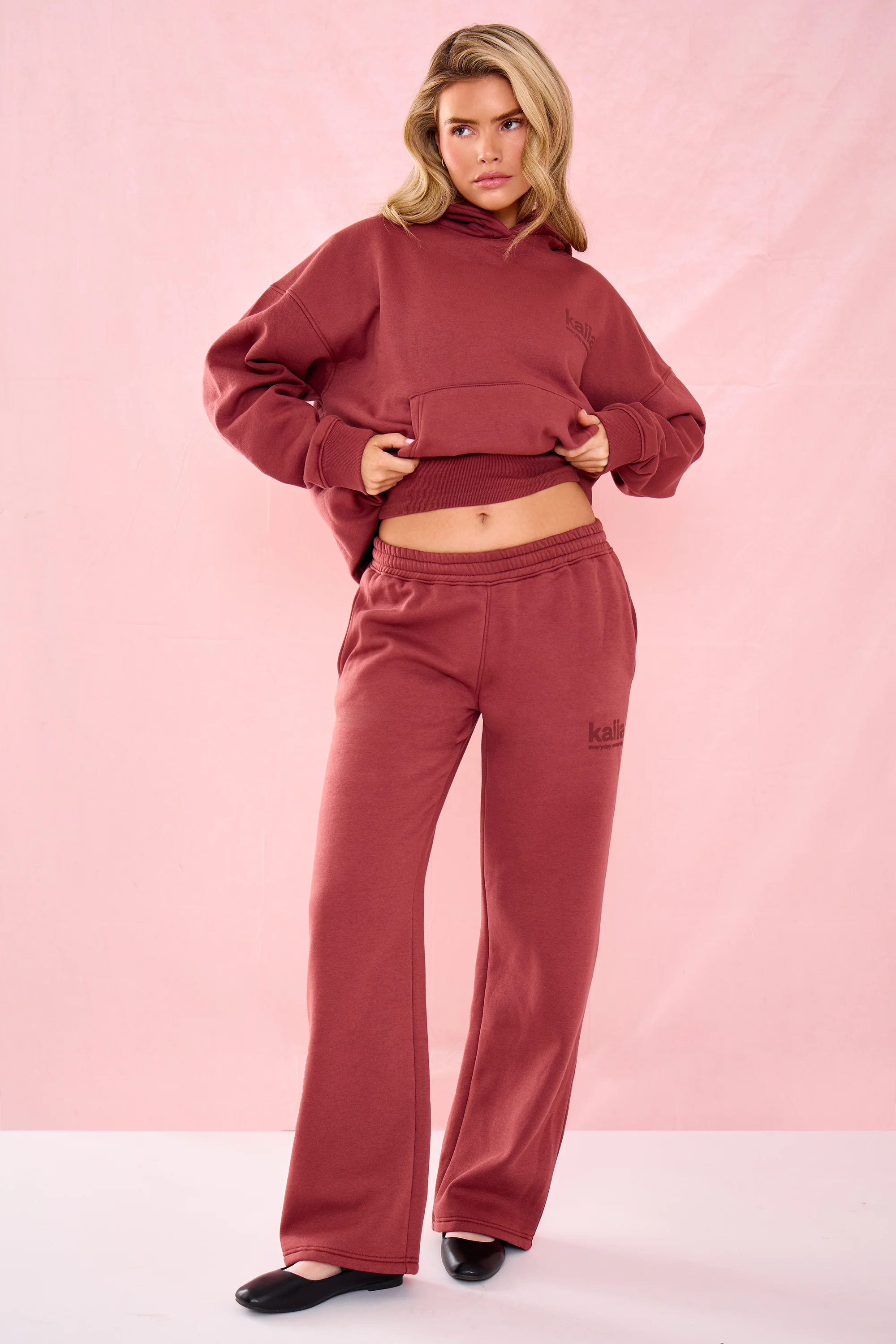 Kaiia Matte Slogan Oversized Hoodie Toast - Image 3