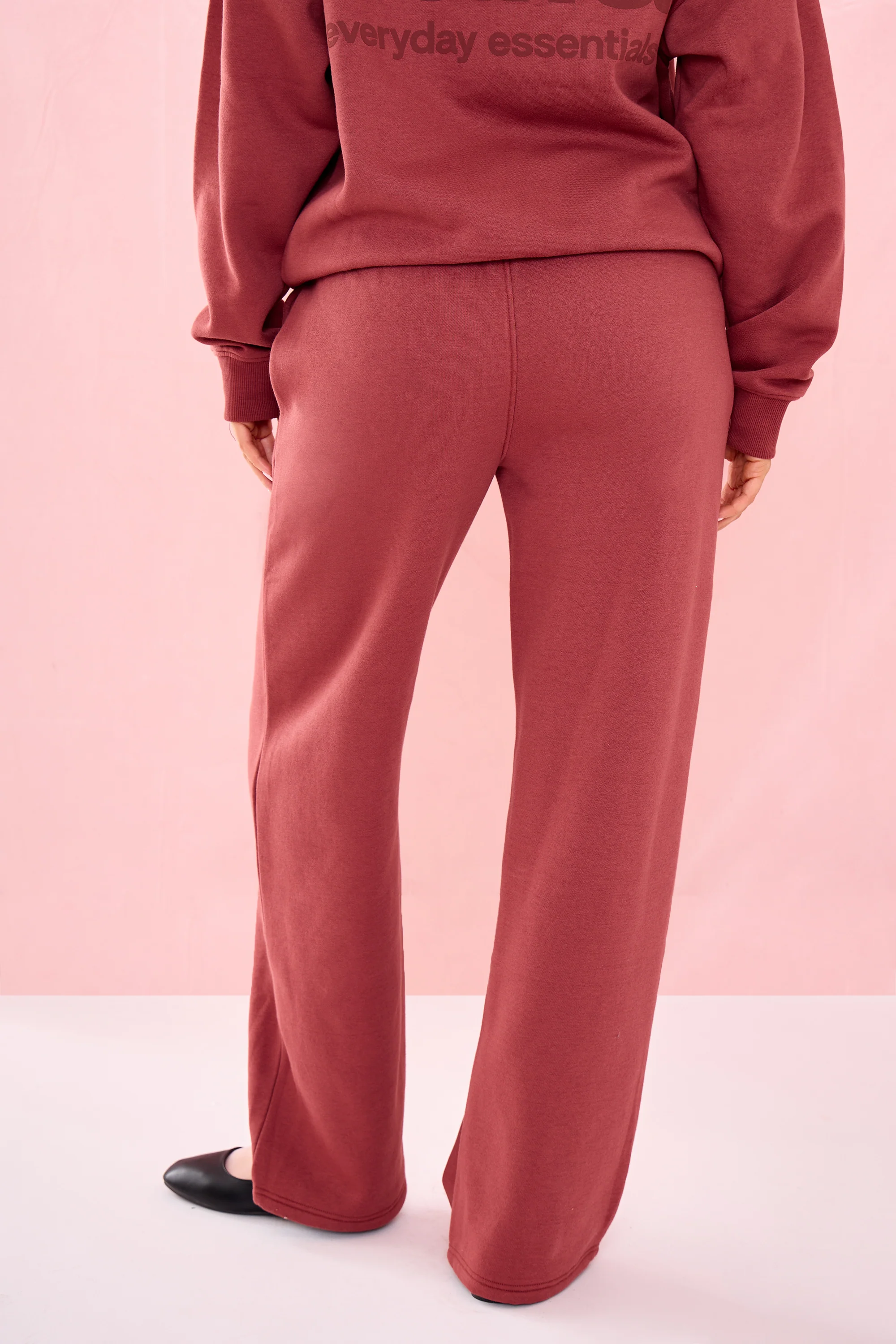 Kaiia Matte Slogan Wide Leg Joggers Toast - Image 4