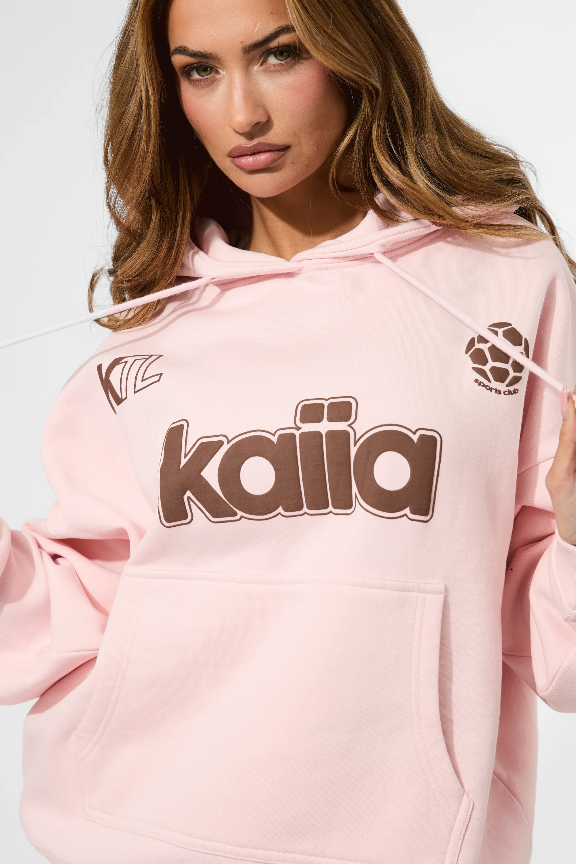 Kaiia Puff Print Oversized Hoodie Baby Pink - Image 2