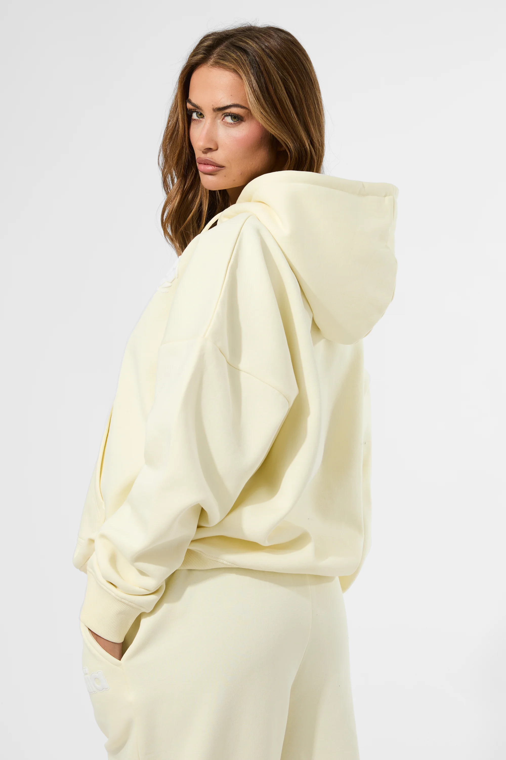 Kaiia Puff Print Oversized Hoodie Lemon - Image 4
