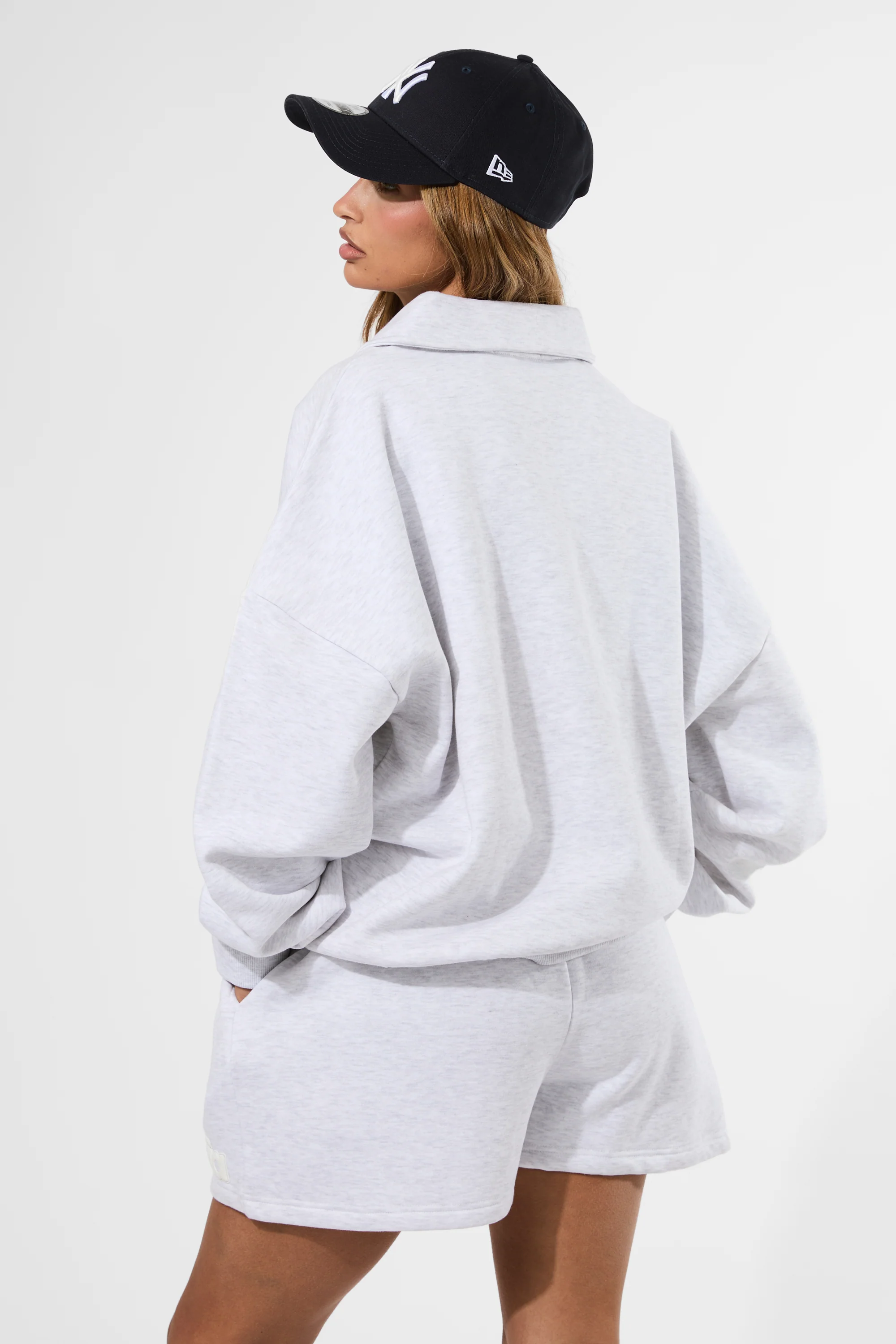 Kaiia Puff Print Rugby Oversized Sweatshirt Ash Grey Marl - Image 4