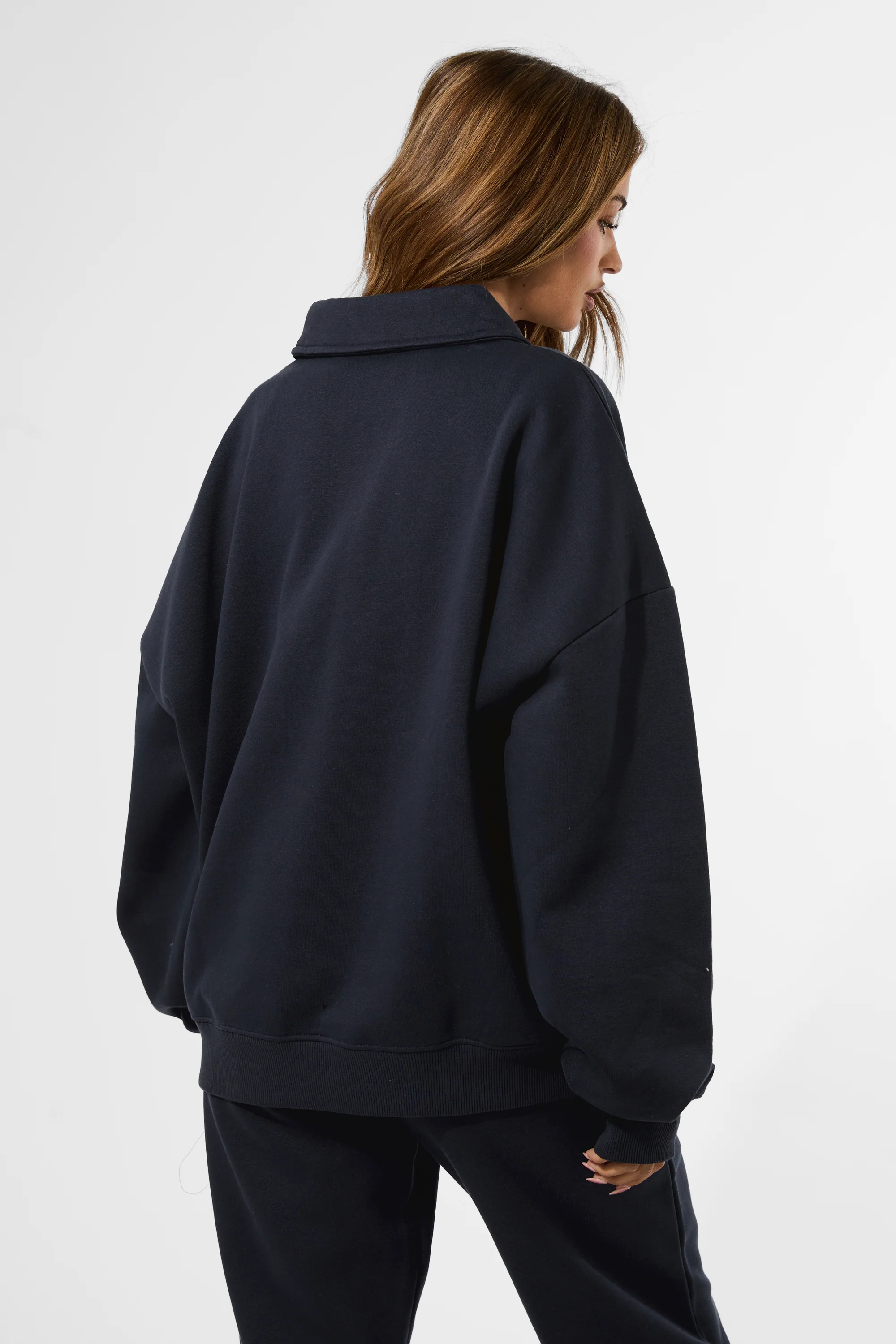 Kaiia Puff Print Rugby Oversized Sweatshirt Navy - Image 4