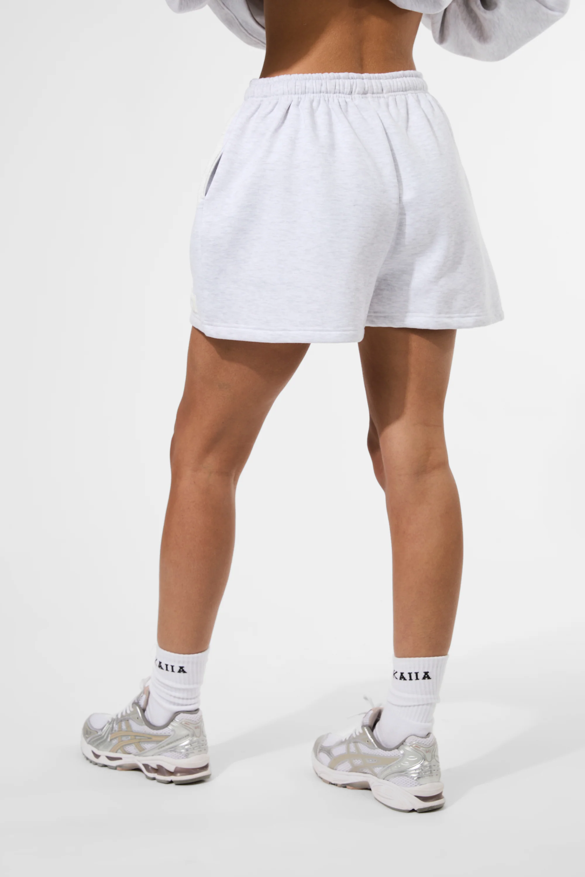 Kaiia Puff Print Sweat Shorts Ash Grey Marl - Image 4